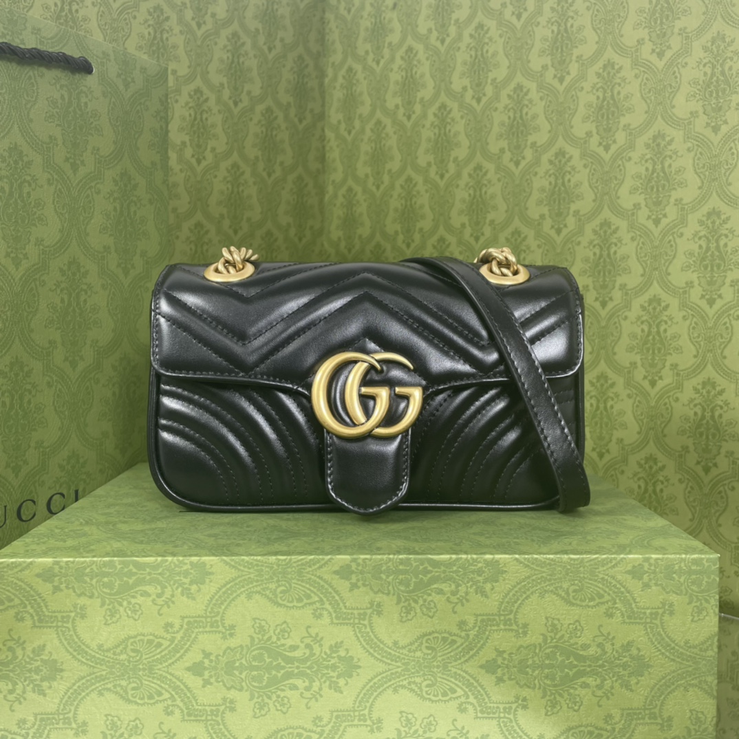 [TOP] GUCCI GG Marmont Bag Mini 22cm - Black