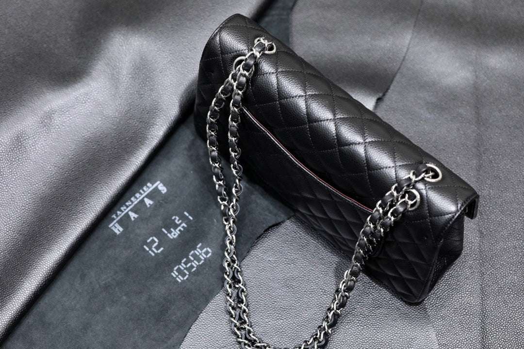 [TOP] CHANEL Classic Flap Bag Caviar Medium 25.5cm – Black & SHW