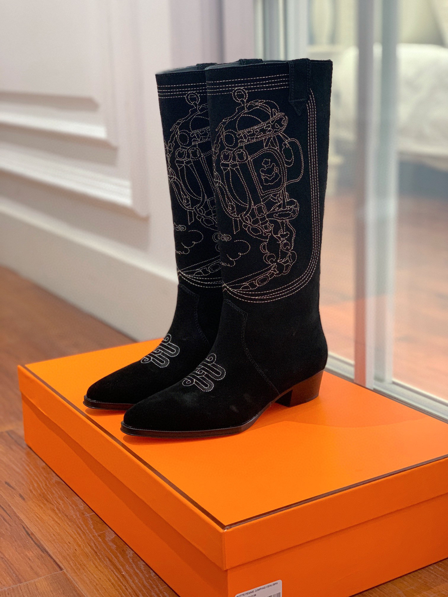 [TOP] HERMES Cow Boy Boots - Brown/Black/Black Suede