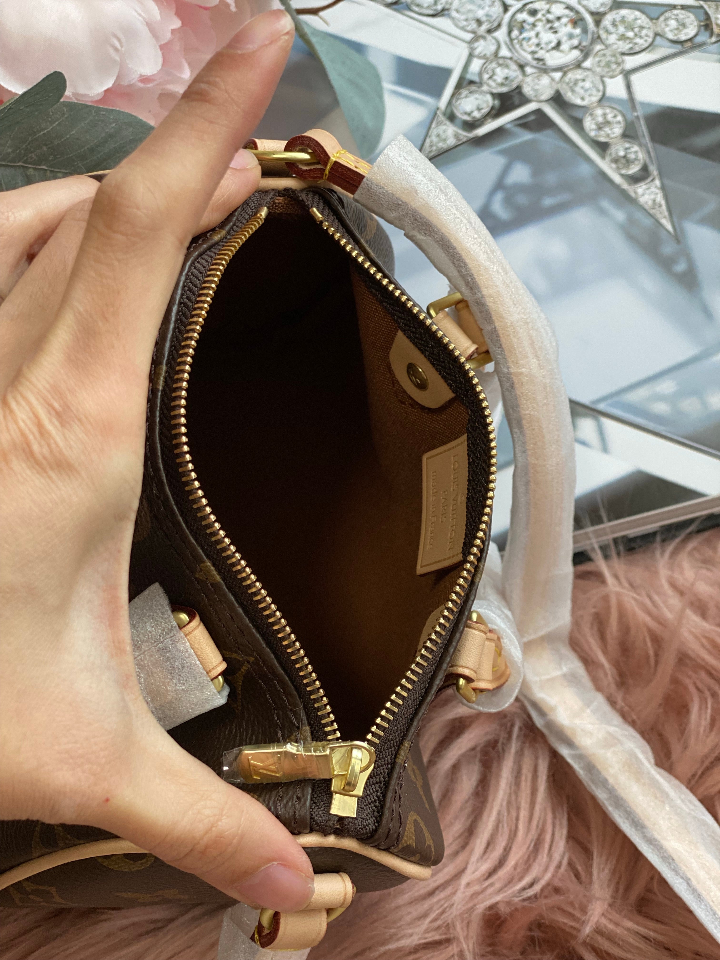 [TOP] Louis Vuitton LV Monogram Speedy Mini Bag 16x12.5x10cm-Brown