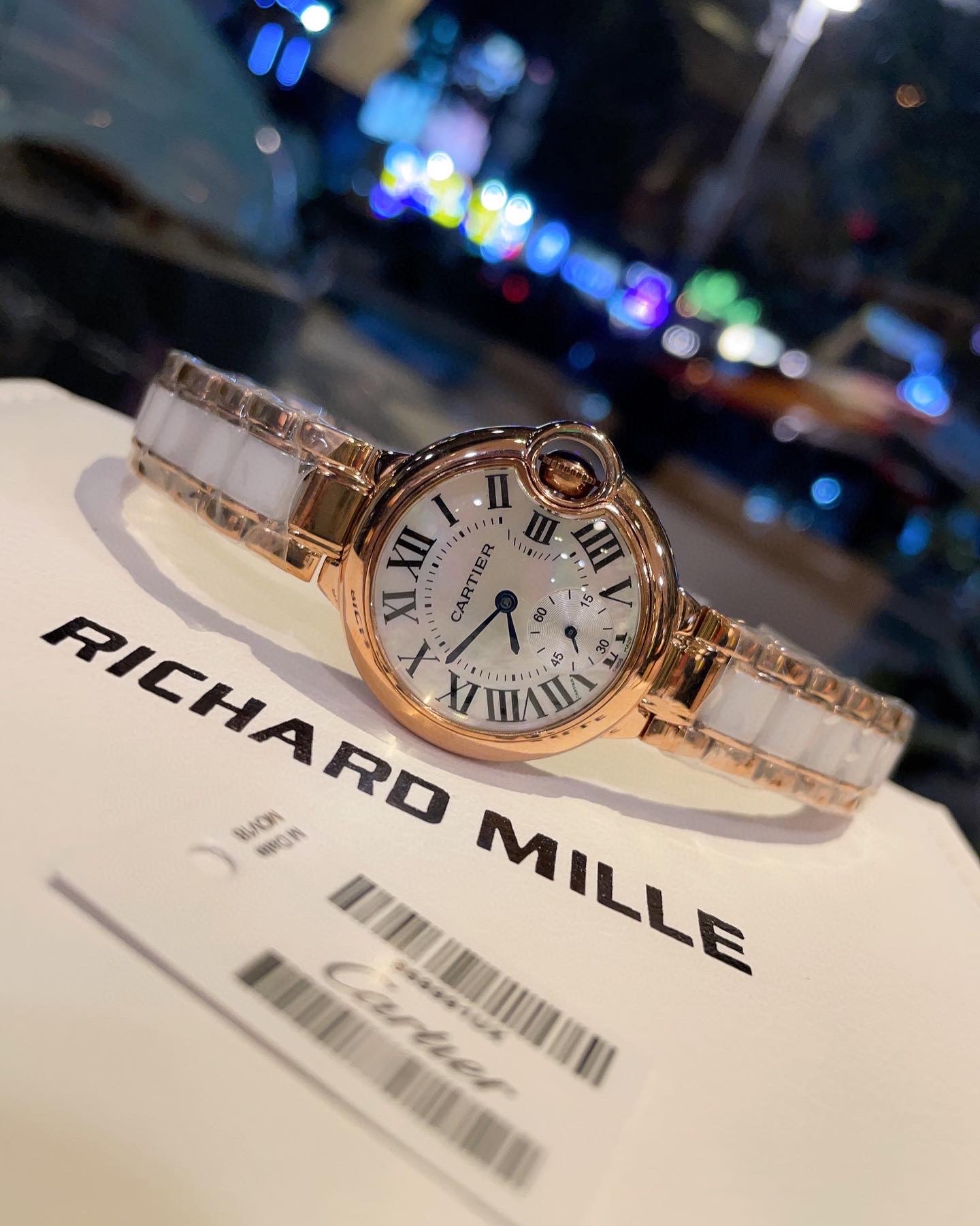 [TOP] Cartier BALLON BLEU DE CARTIER WATCH ceramic 33 mm - Diamonds/Gold