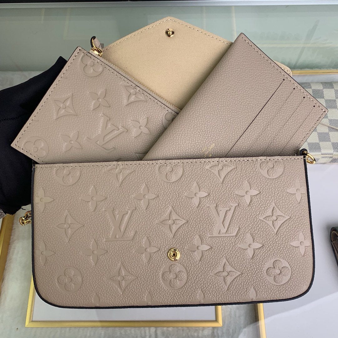[TOP] Louis Vuitton LV £V Felicie Empreinte Pochette 21X12X3cm- Turtle Dove