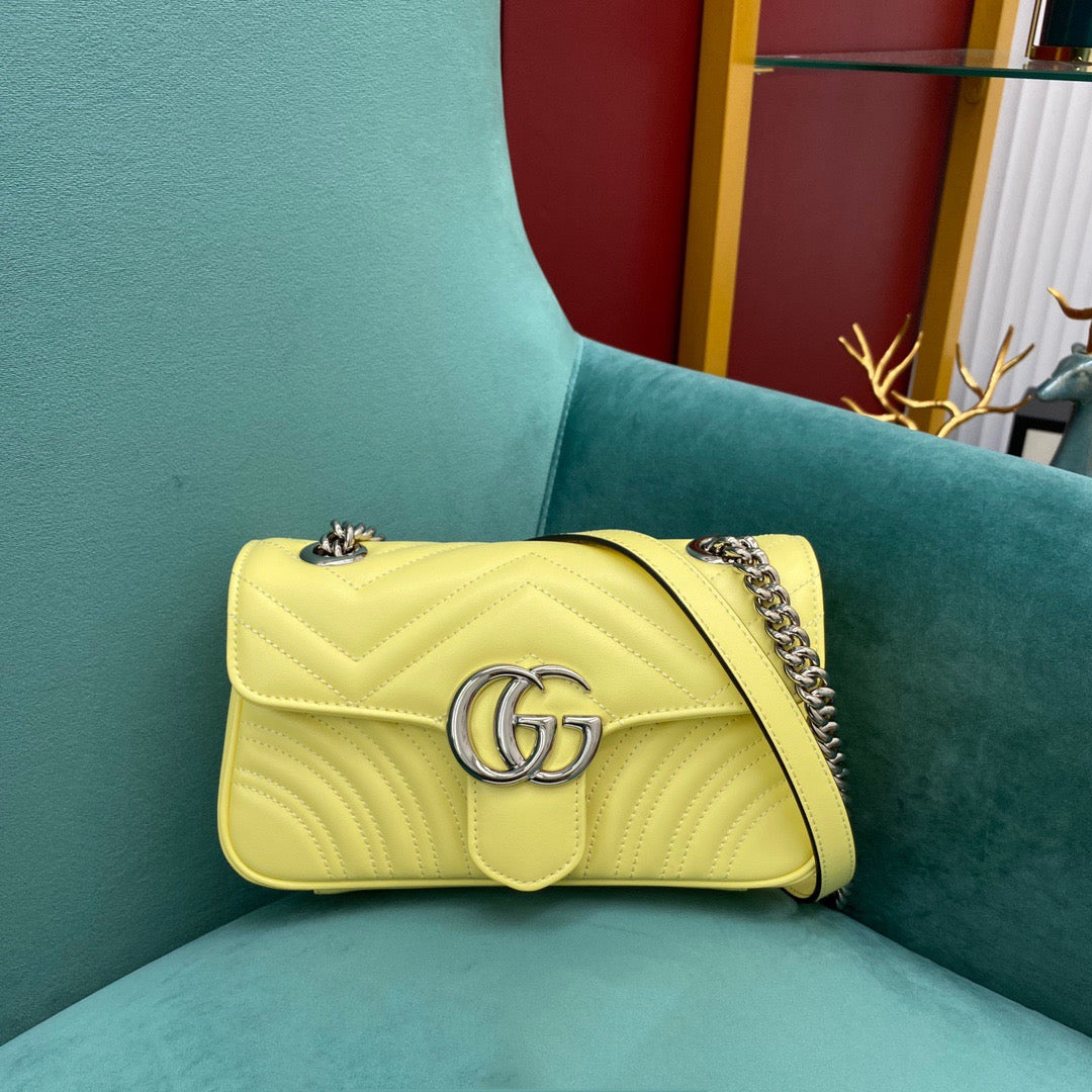 [TOP] GUCCI GG Marmont Bag Matelasse Mini 22cm - Yellow