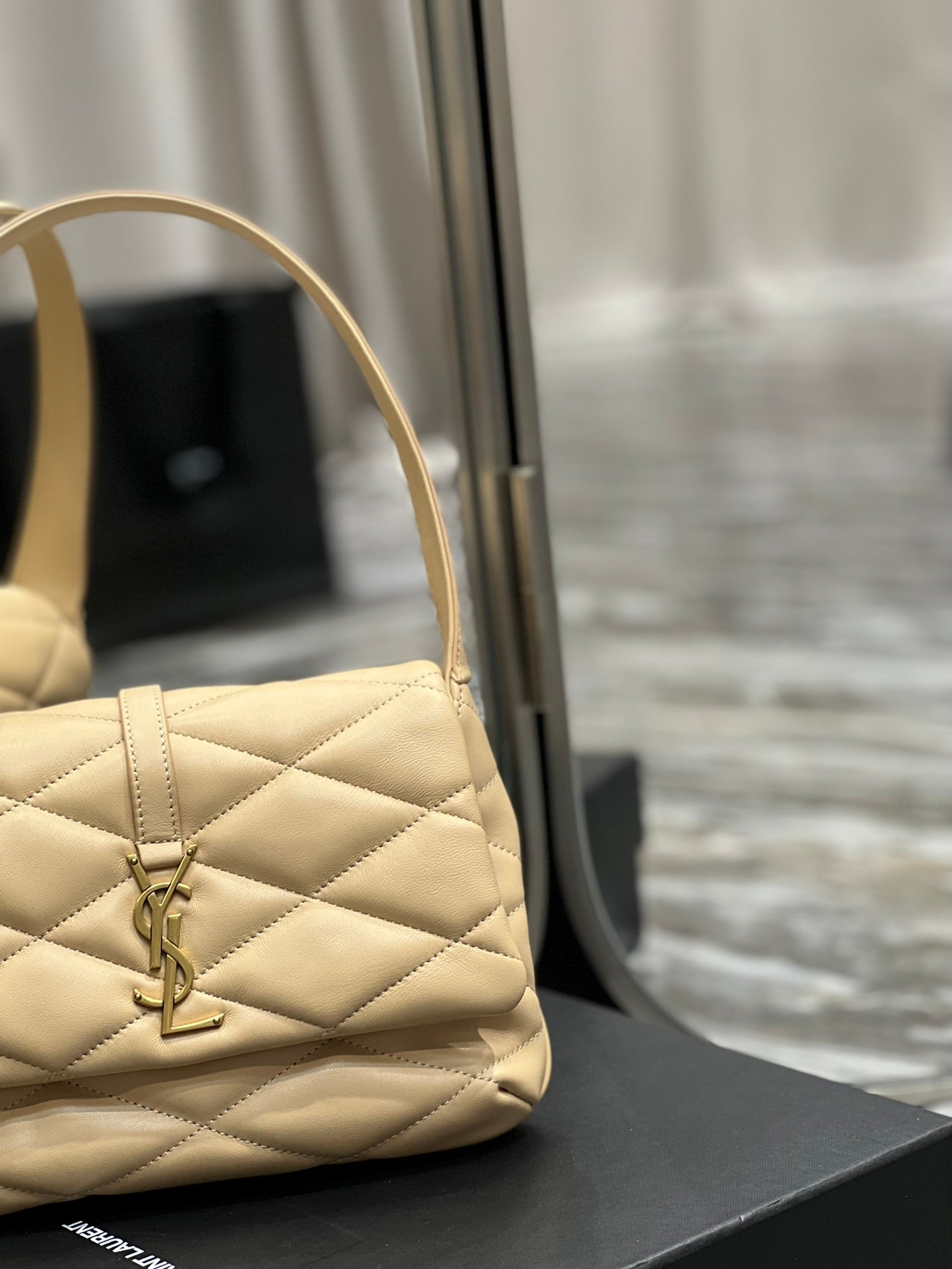 [TOP] Yves Saint Laurent YSL Le 57 Small Shoulder Bag - Beige
