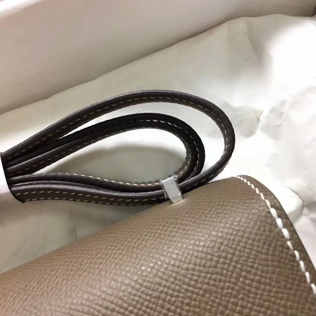 [TOP] HERMES Constance Epsom Leather 18CM - Etoupe & SHW