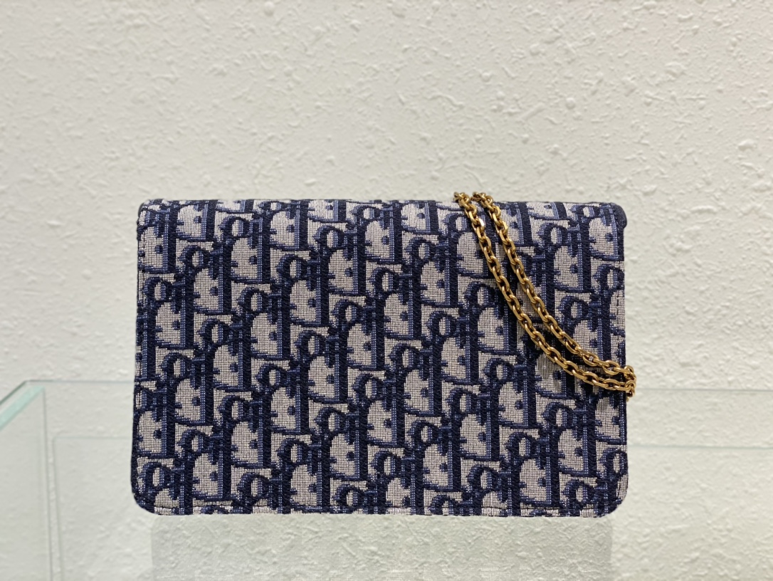 [TOP] Christian Dior SADDLE BELT POUCH Blue Christian Dior Oblique Jacquard 22 x 14.5 x 3.5cm