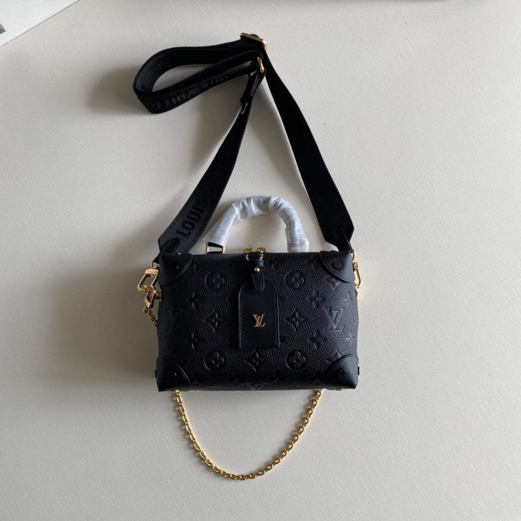 [TOP] Louis Vuitton LV Petite Malle Souple Empreinte Bag 20 x 14 x 7.5 cm - Black