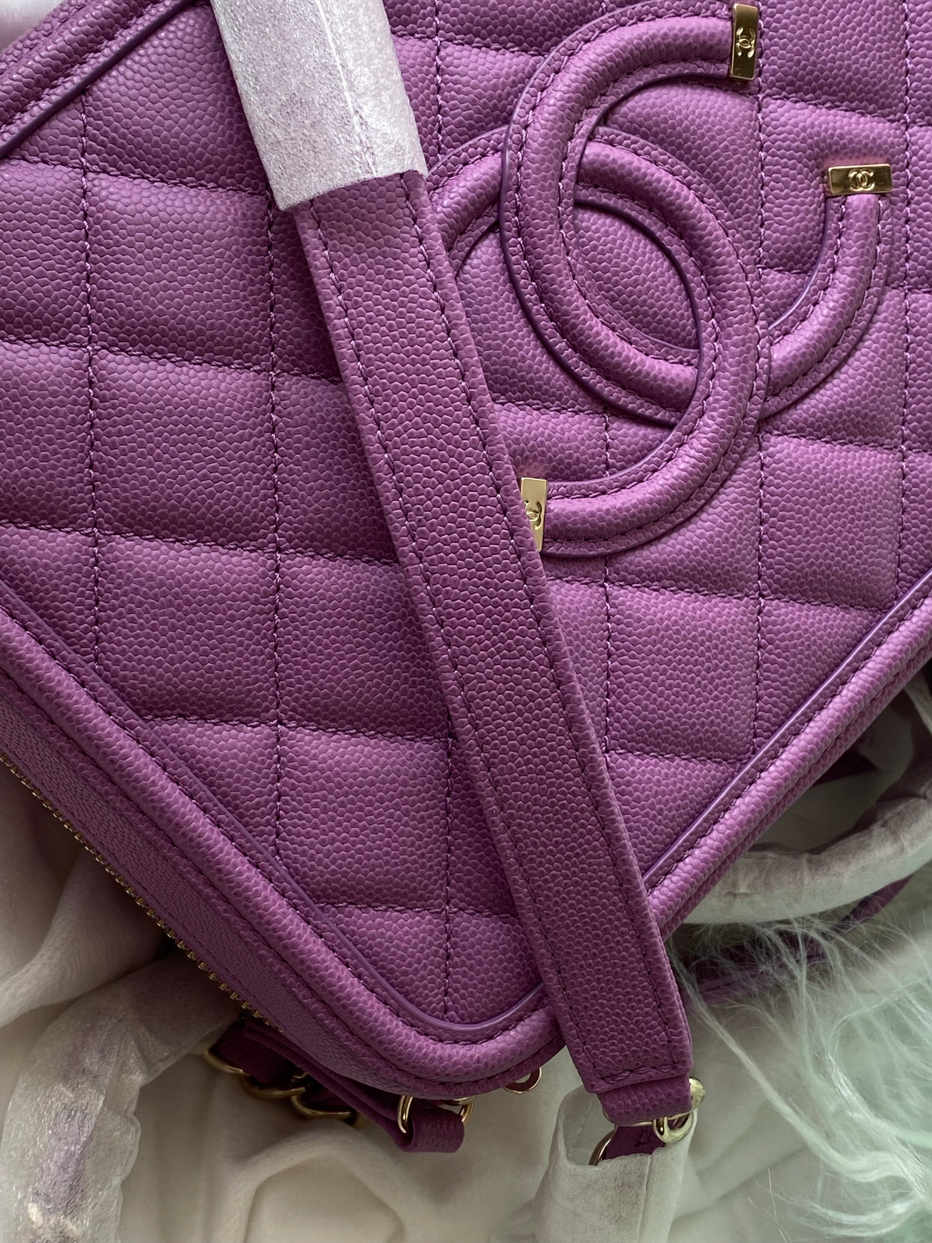 [TOP] CHANEL Vanity Case Caviar Quilted Medium - Purple