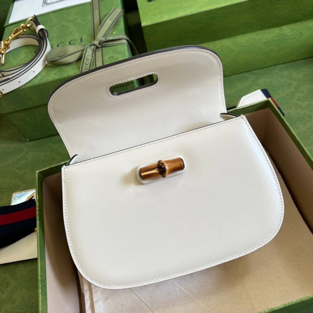 [TOP] GUCCI G*G Bamboo 1947 Small Top Handle - White