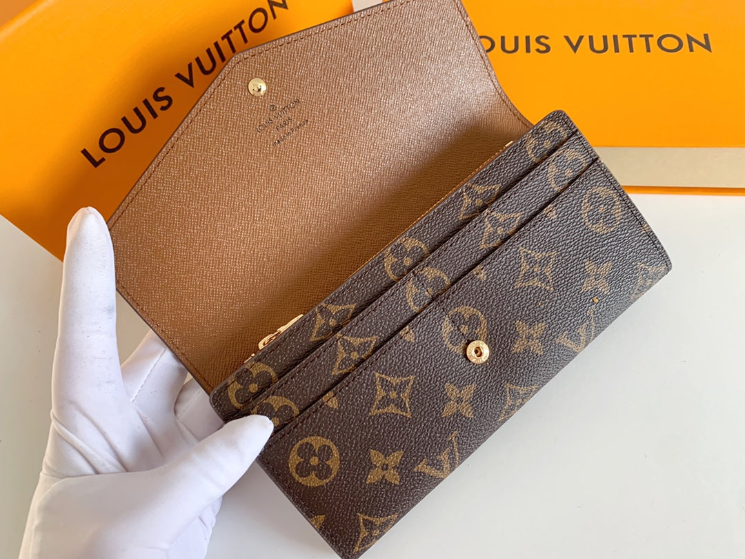 [TOP] Louis Vuitton LV L*V Monogram Sarah Wallet - Brown