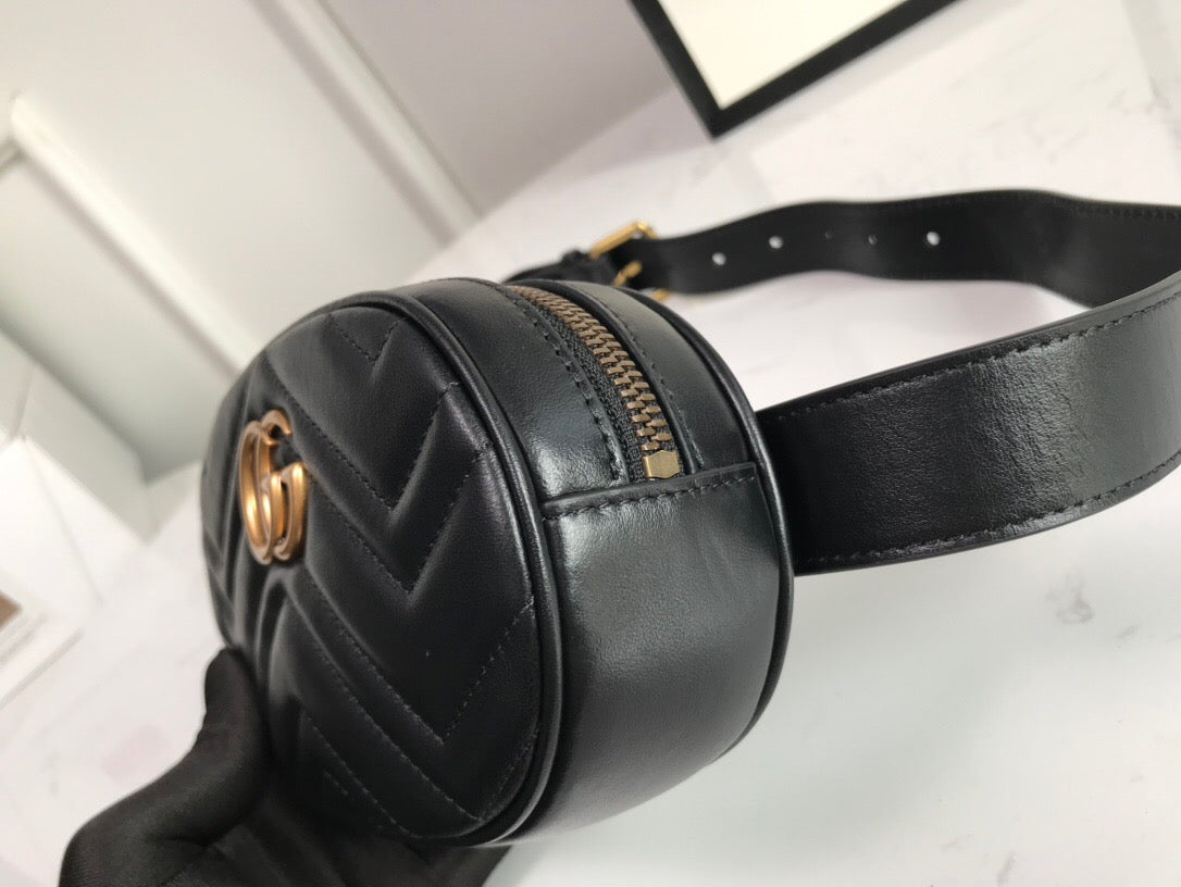 [TOP] GUCCI GG Marmont Belt Bag - Black