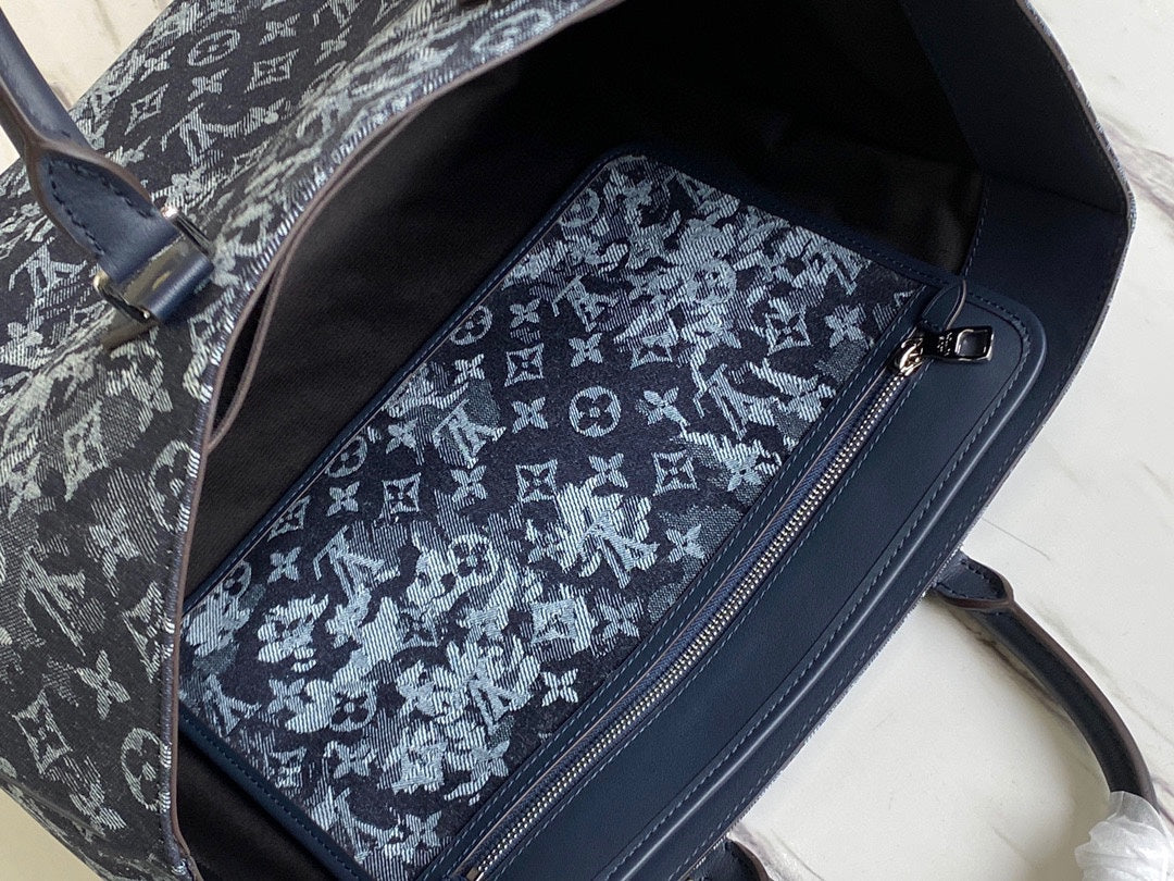 [TOP] Louis Vuitton LV Grand Sac Denim Tote 42x34x14cm-Blue