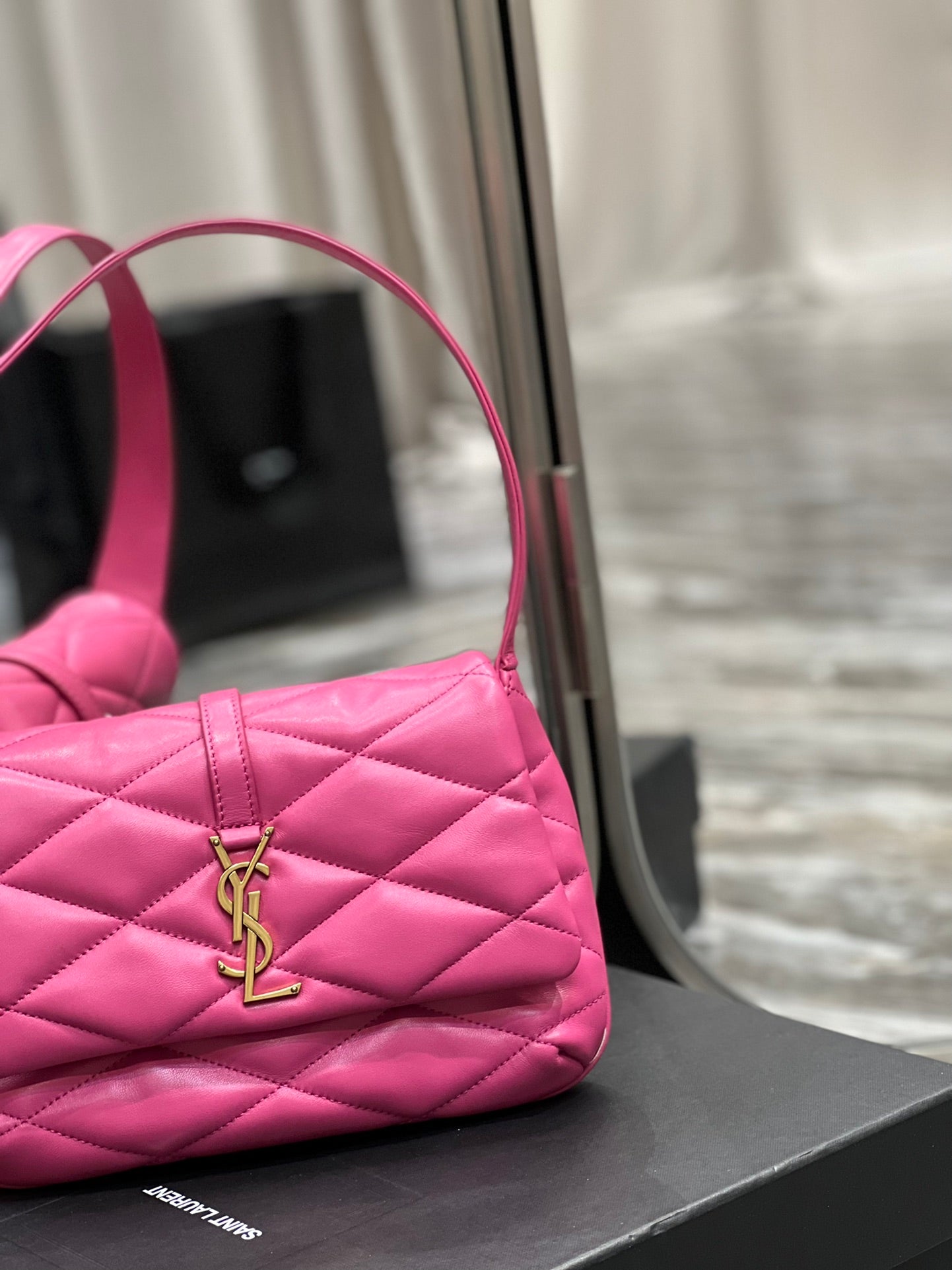 [TOP] Yves Saint Laurent YSL Le 57 Small Shoulder Bag - Hot Pink