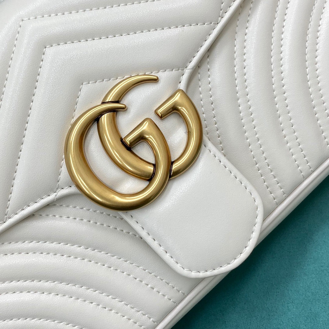 [TOP] GUCCI GG Marmont Bag Matelasse Small 26cm - White