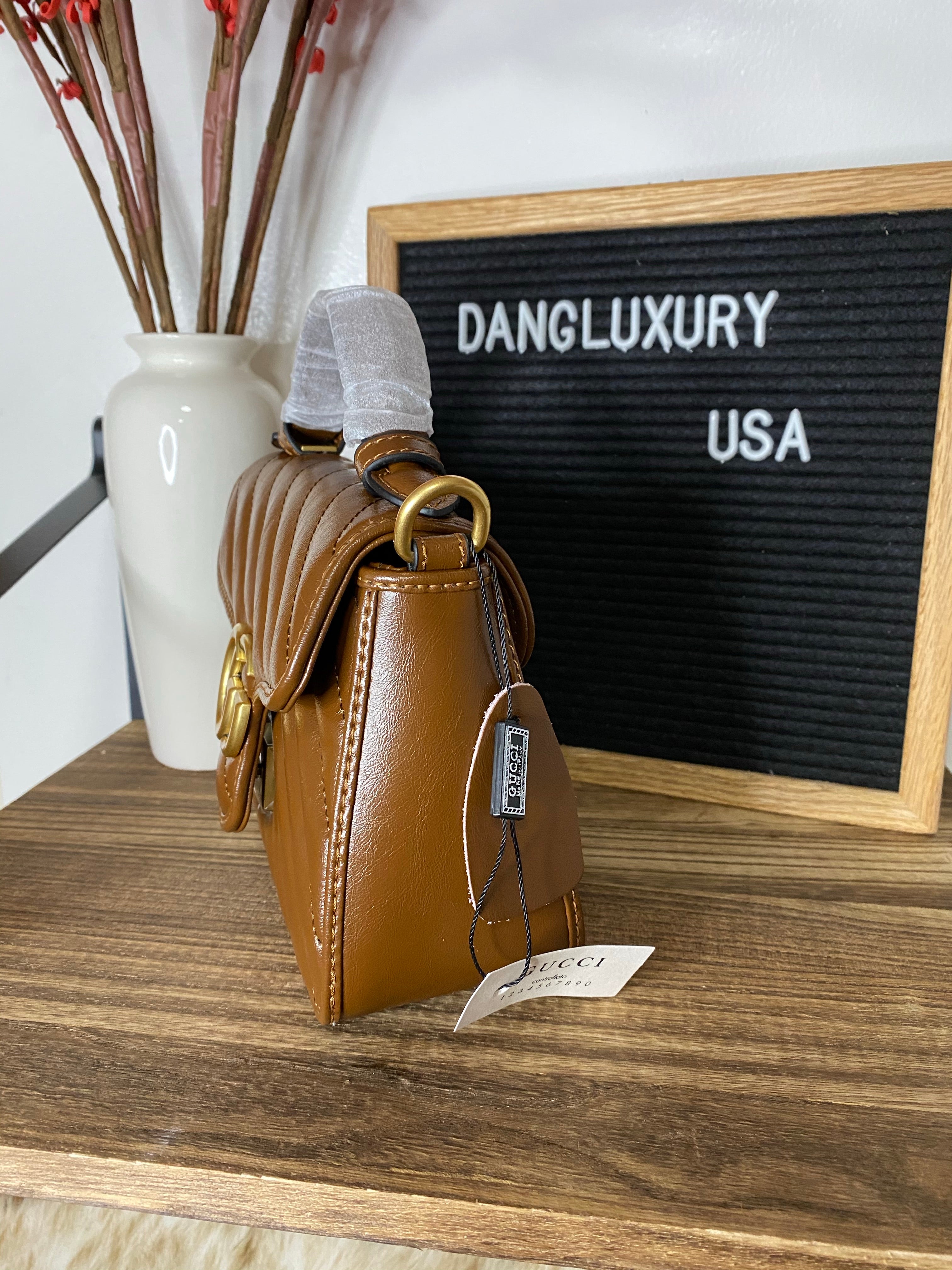 [TOP] GUCCI GG Marmont Bag Top Handle Aged Skin Small 27*13.5*10 - BROWN