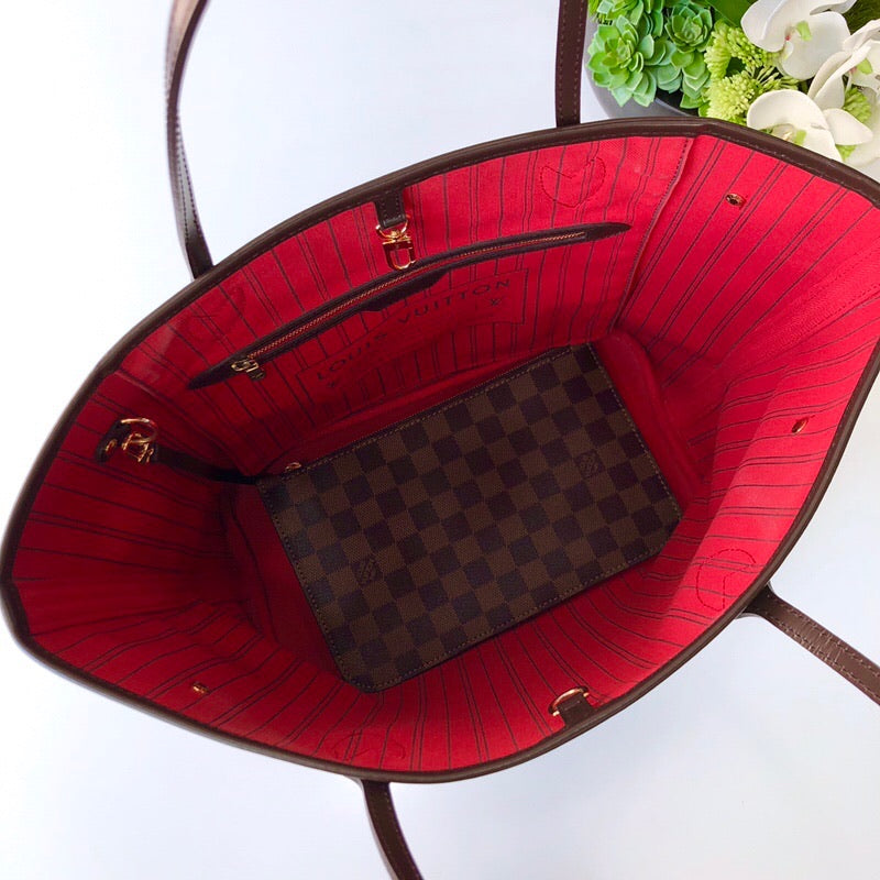 [TOP] Louis Vuitton LV  Neverfull MM Bag 32x17x28cm - Red