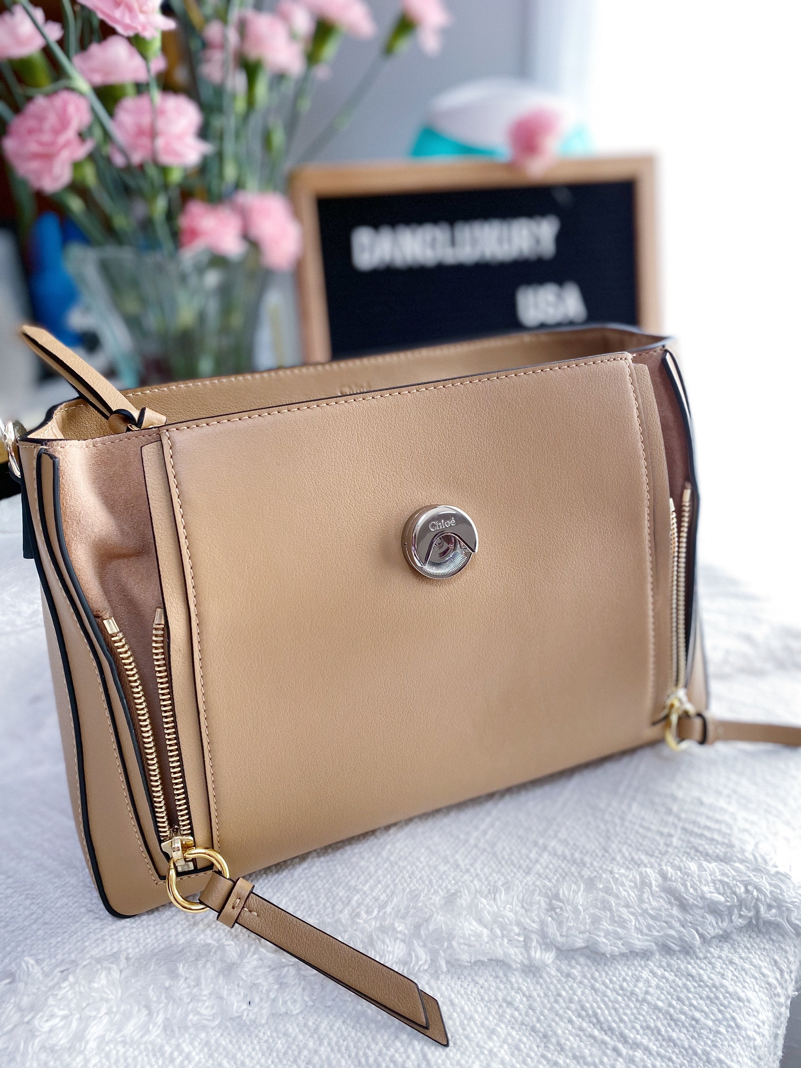 [TOP] Chloe Small Faye Leather Satchel - BEIGE