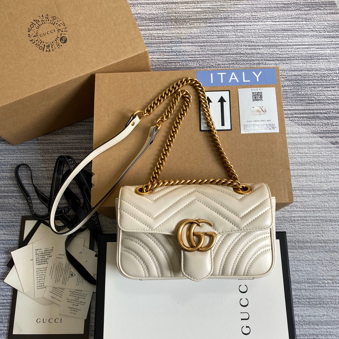 [TOP] GUCCI G*G Marmont Bag Mini 22cm - White