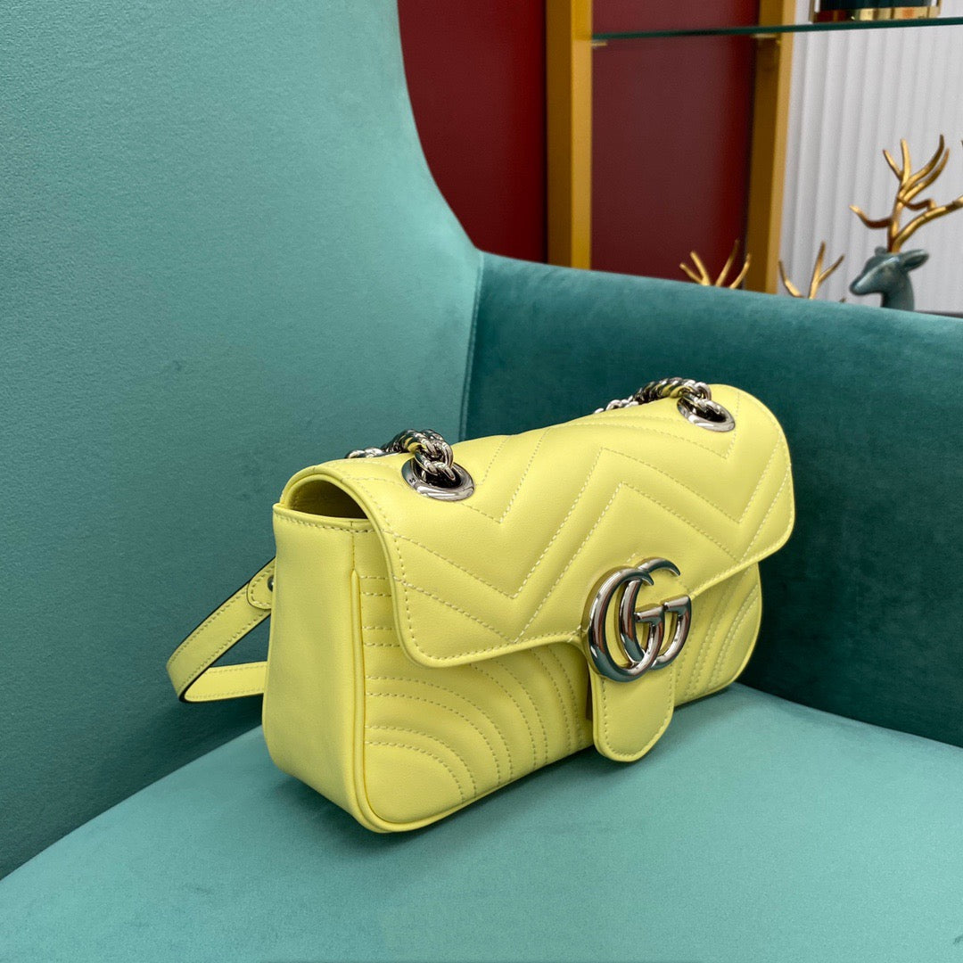 [TOP] GUCCI GG Marmont Bag Matelasse Mini 22cm - Yellow