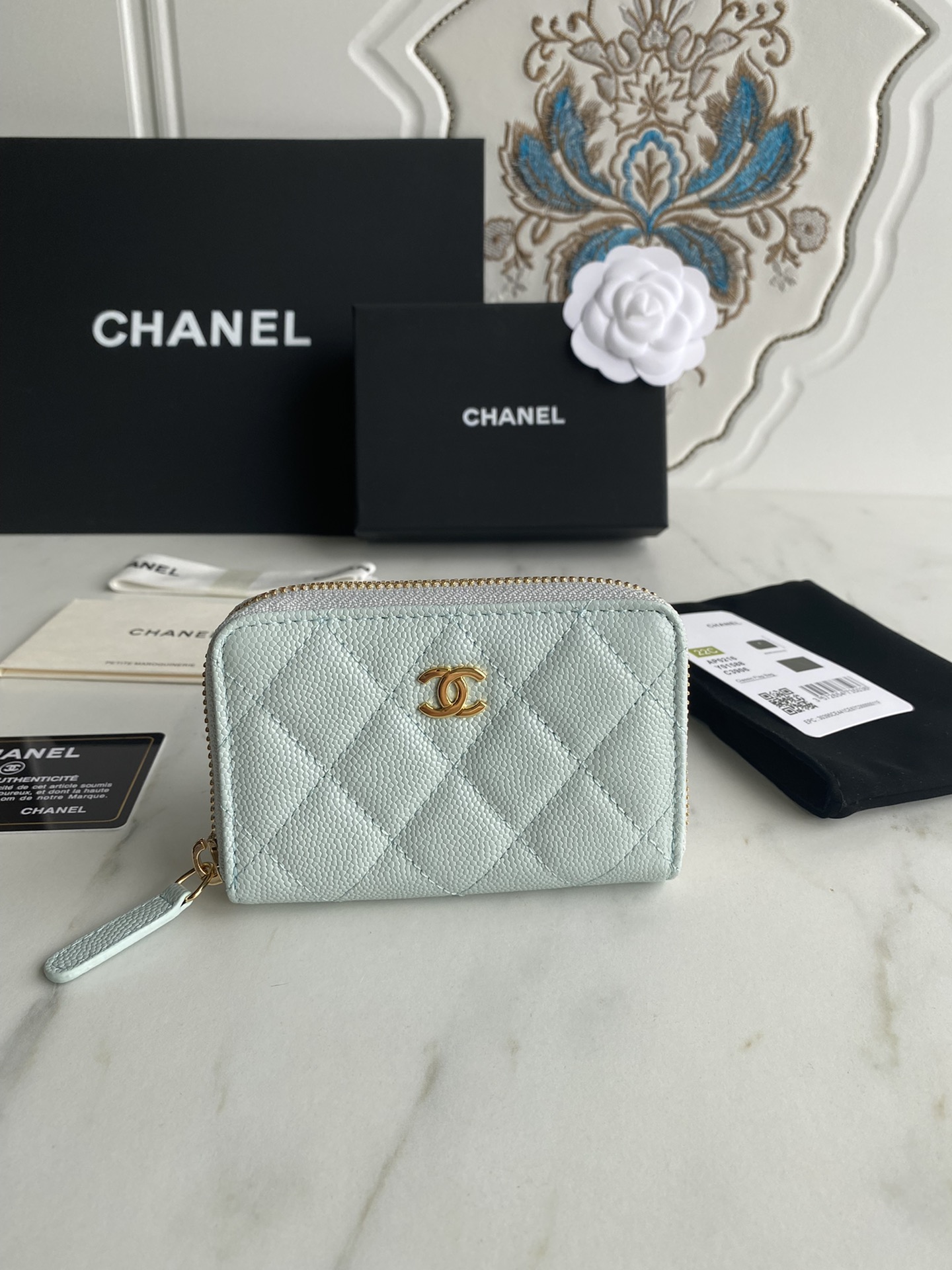 [TOP] CHANEL Zipper Leather Wallet 11x7.5cm - GHW - 5 Color