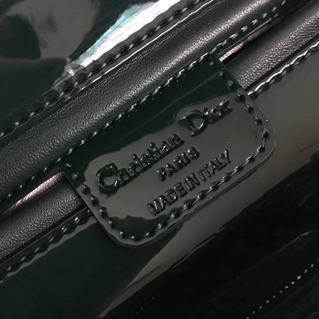 [TOP] Christian Dior Lady Christian Dior Bag Patent Cannage Medium - Dark Green SHW