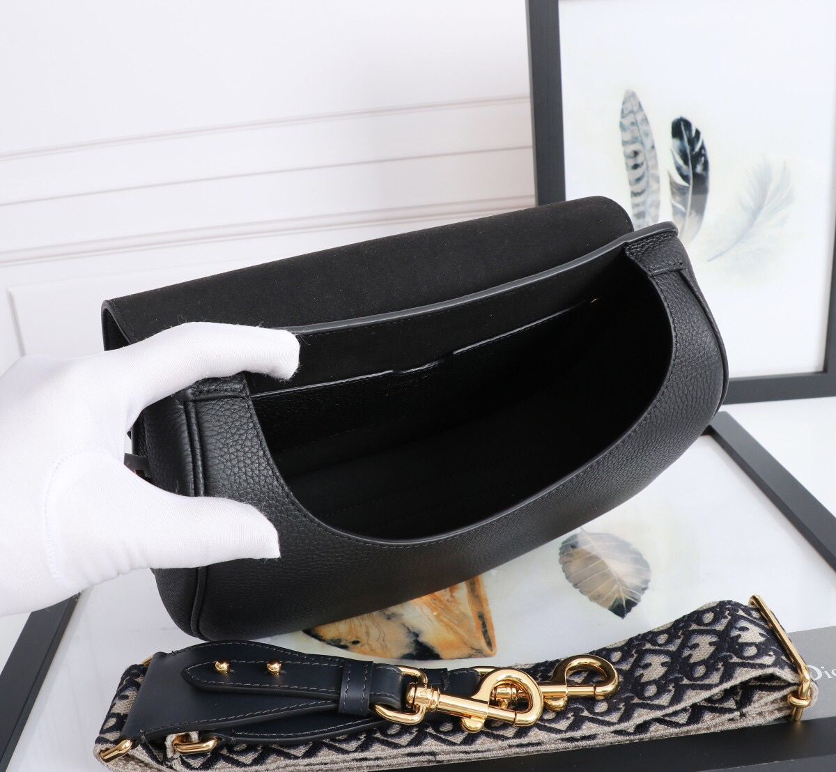 [TOP] Christian Dior Bobby Bag Grainy Leather Large 27x19.5x8cm - Black