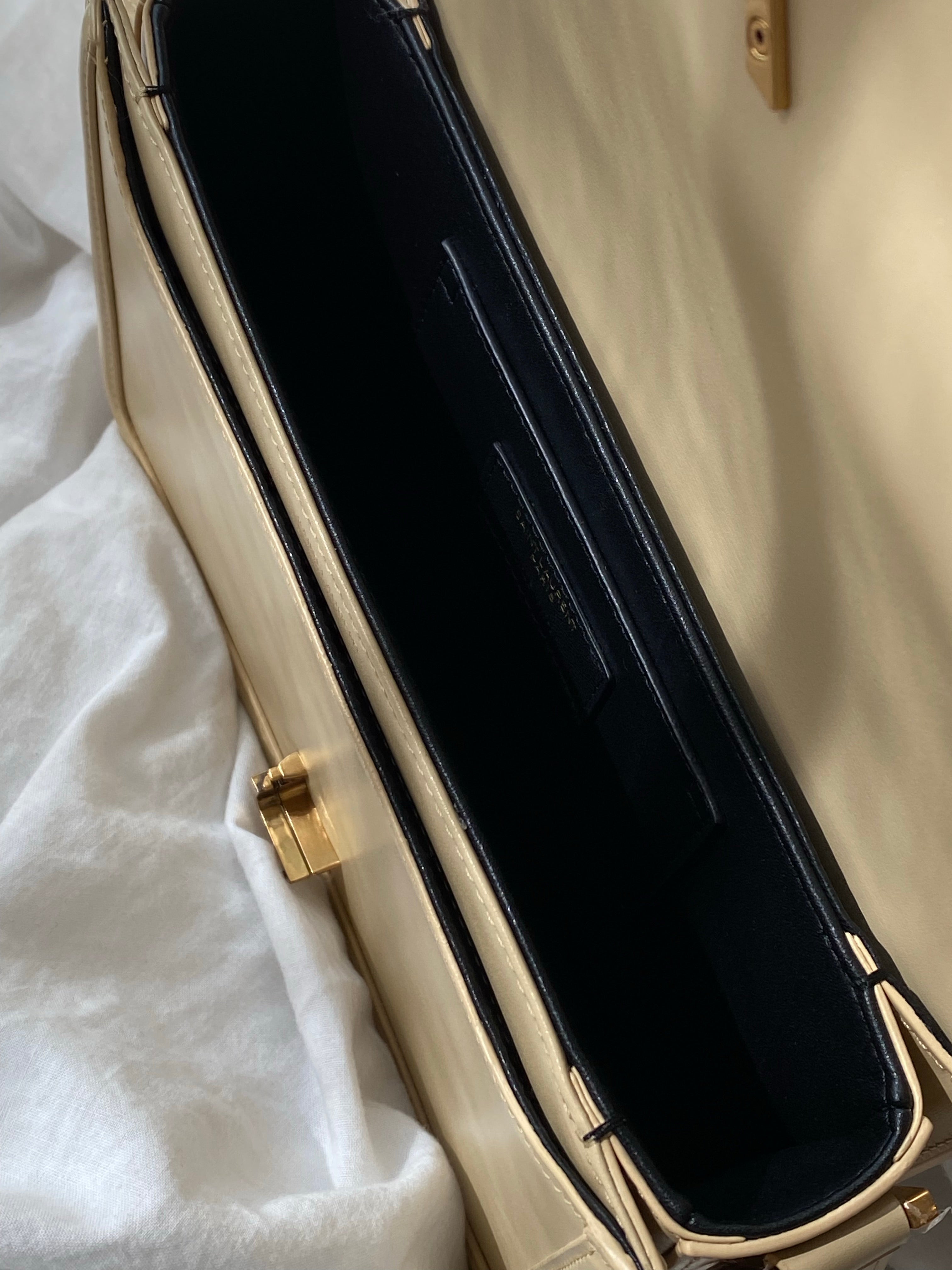 [TOP] Yves Saint Laurent YSL Solferino Medium Shoulder Bag - Beige