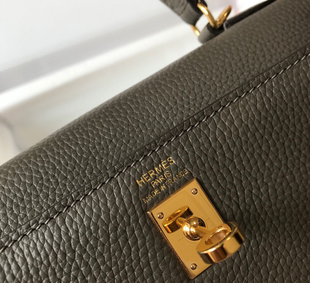 [TOP] HERMES Togo Kelly 28CM - Dark Grey & GHW