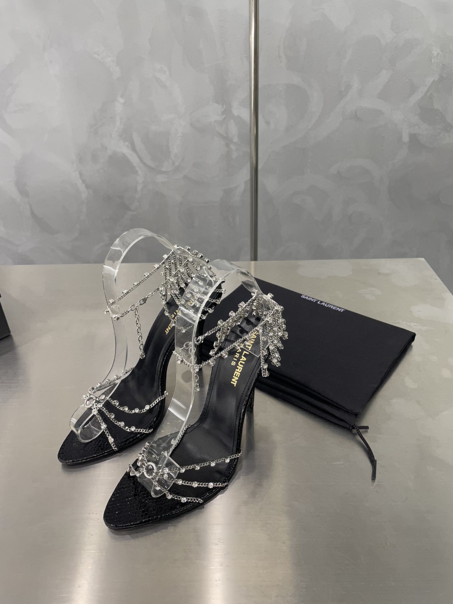 [TOP] Yves Saint Laurent YSL Chain High Heels - SHW - 2 Color