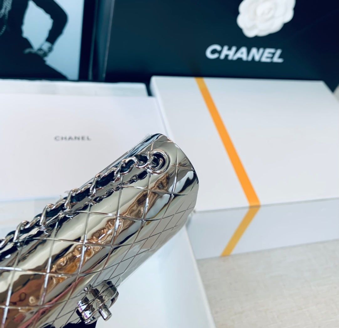 [TOP] CHANEL Evening Bag Metal  Mini 12x7x5cm - Silver