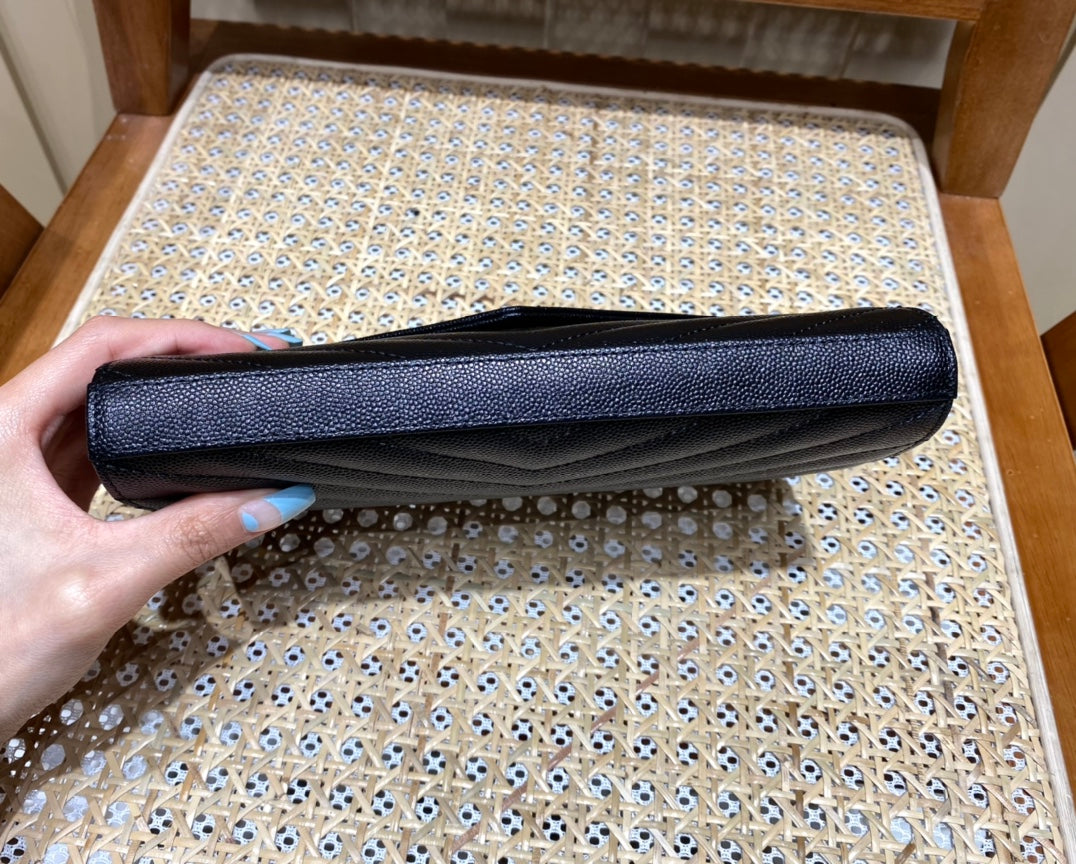 [TOP] Yves Saint Laurent YSL WOC Matelasse Medium Purse - All Black