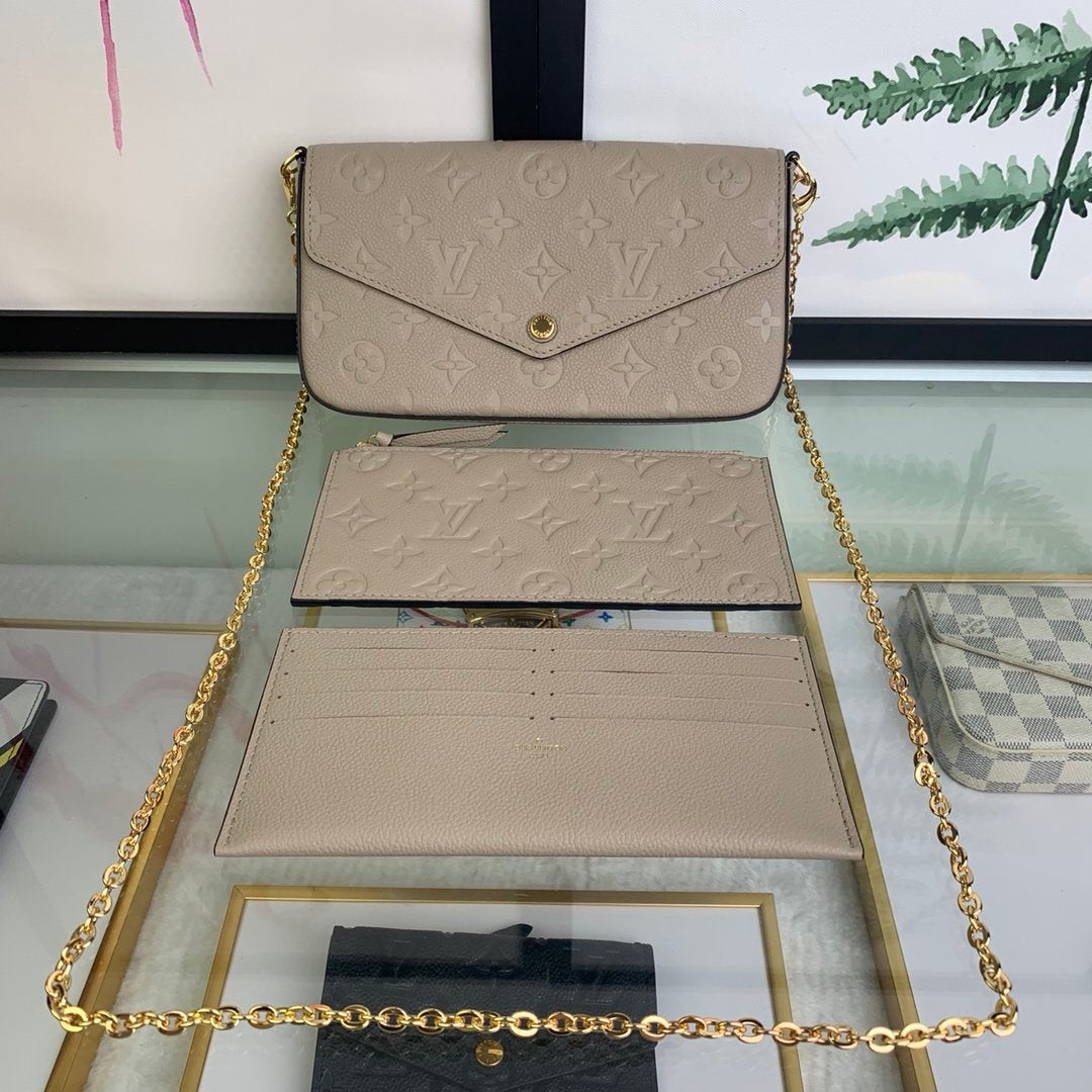 [TOP] Louis Vuitton LV £V Felicie Empreinte Pochette 21X12X3cm- Turtle Dove