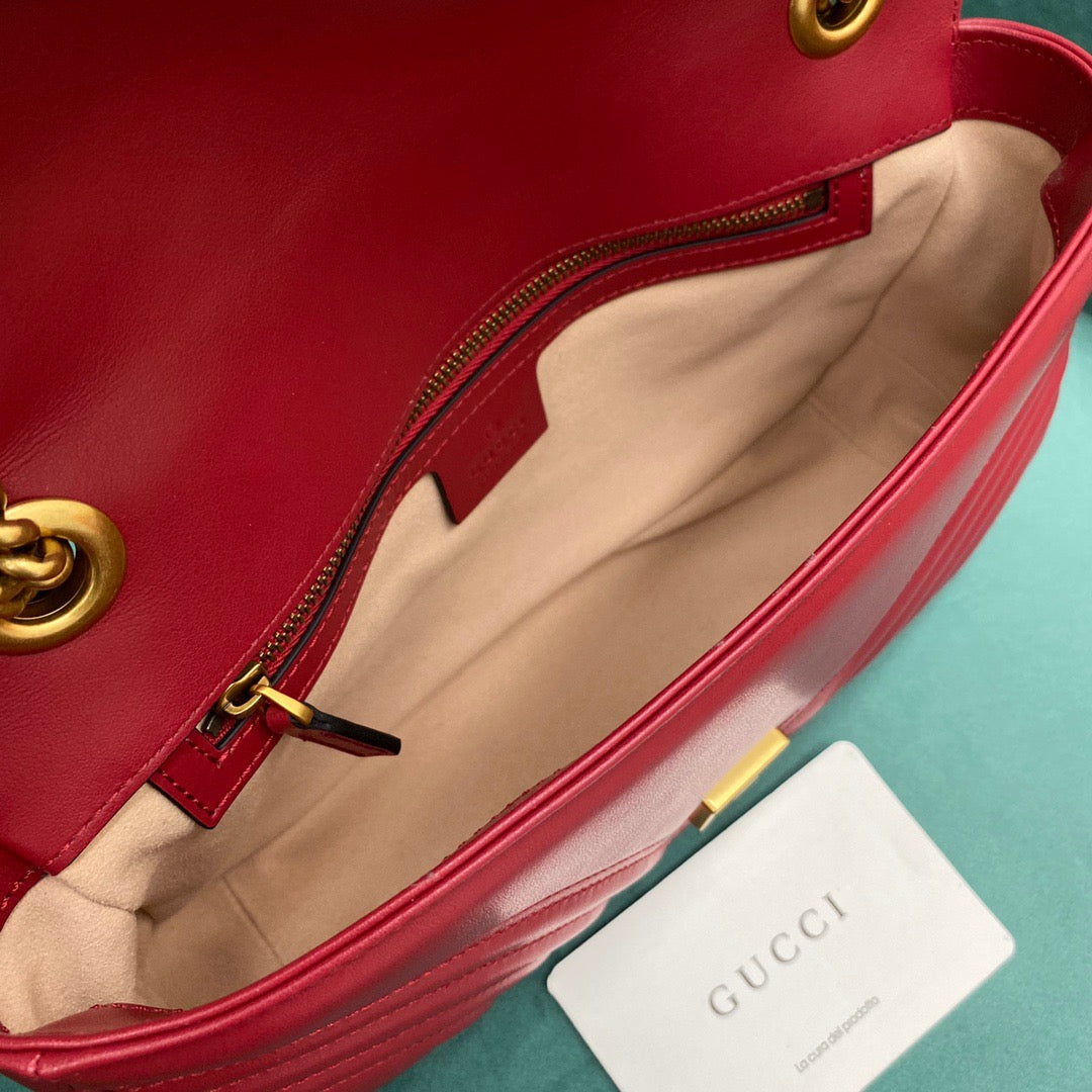 [TOP] GUCCI GG Marmont Bag Matelasse Shoulder Small 26cm - Red