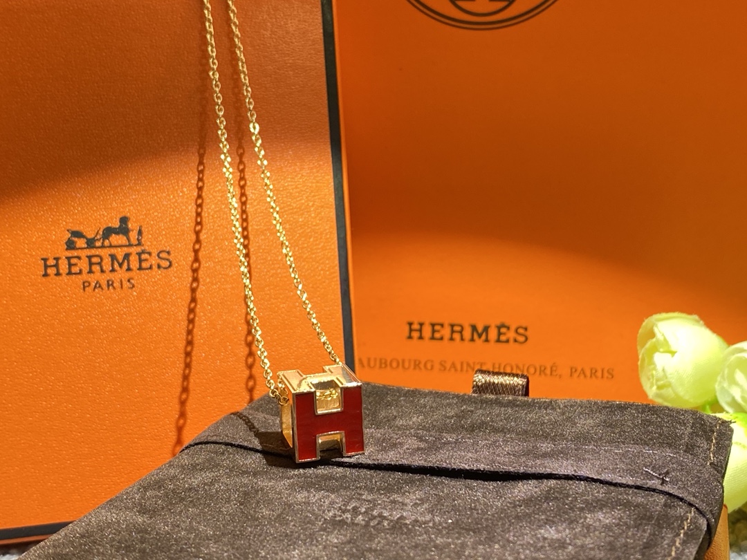 [TOP] HERMES H Box Necklace
