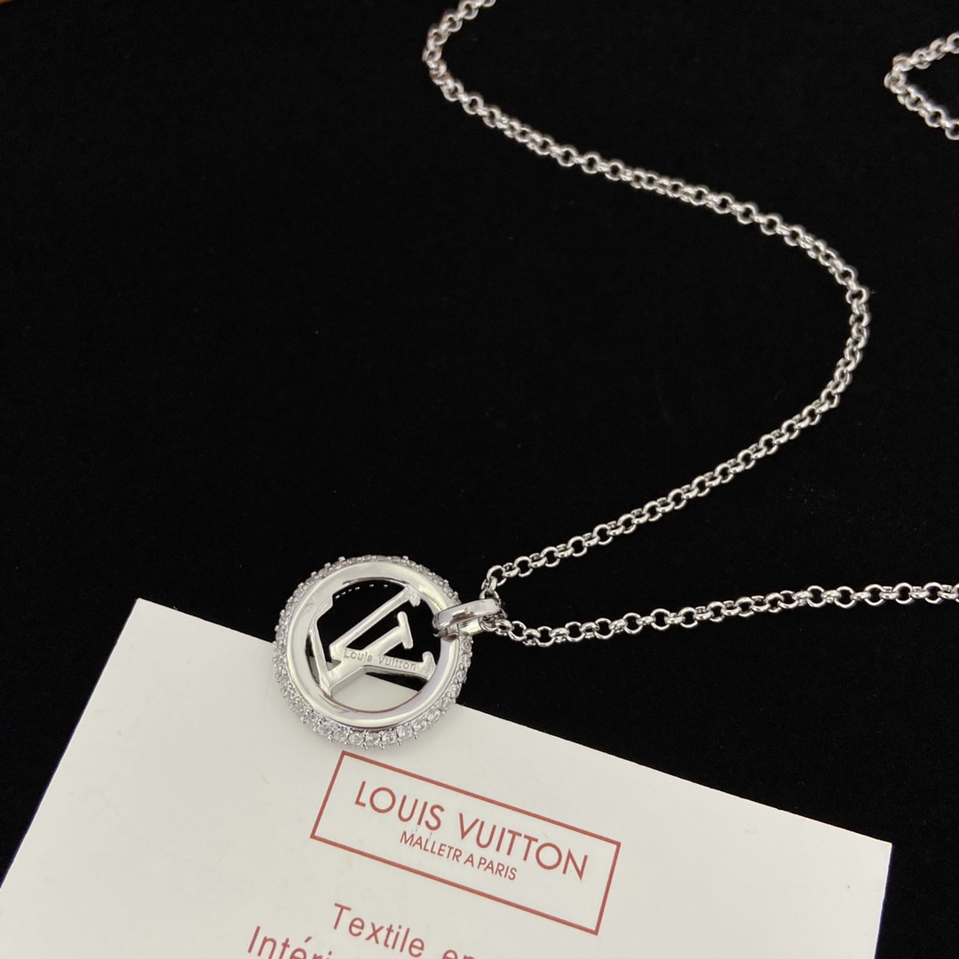 [TOP] Louis Vuitton LV LV Necklace Earrings Set - Silver