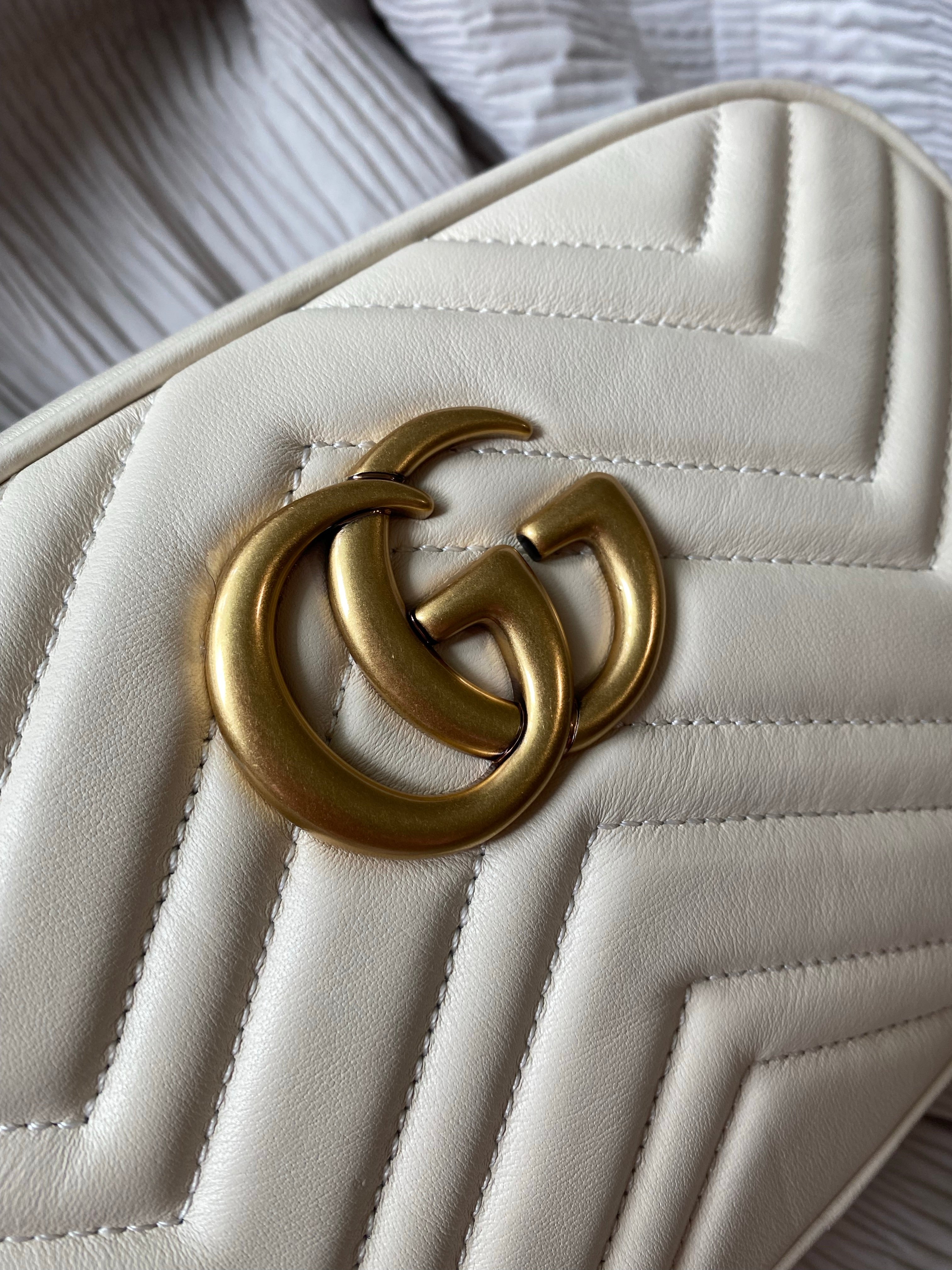 [TOP] GUCCI GG Marmont Bag Matelasse Crossbody Small 26*15*7 - Ivory