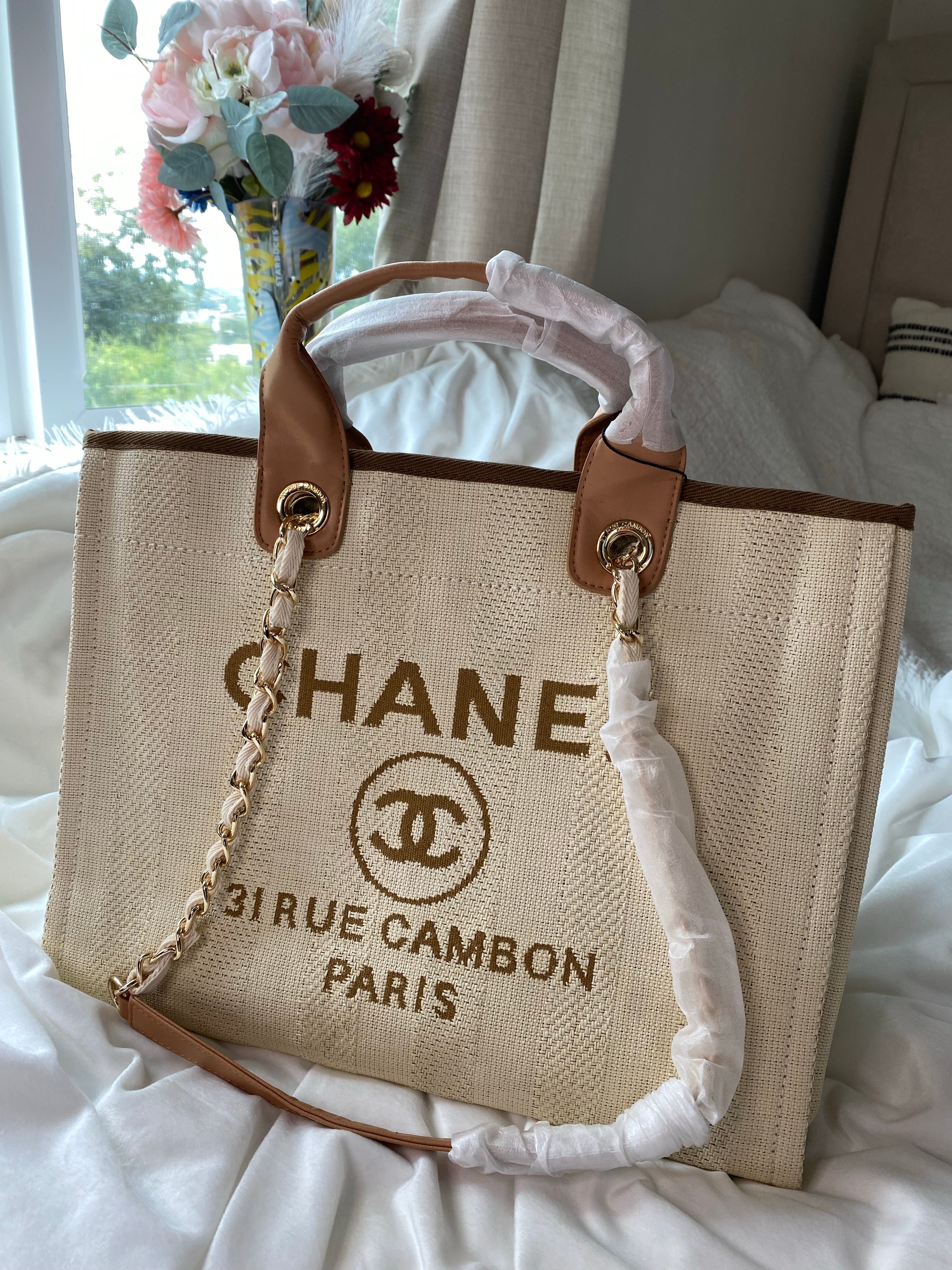 [TOP] CHANEL Small Deauville Shopping Bag 35cm - Brown Beige