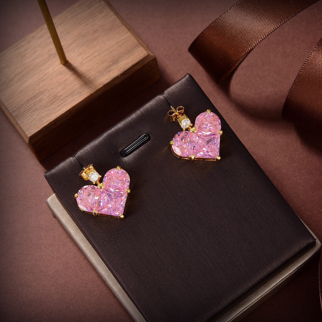 [TOP] CELINE Sakura Pink Crystal Earrings