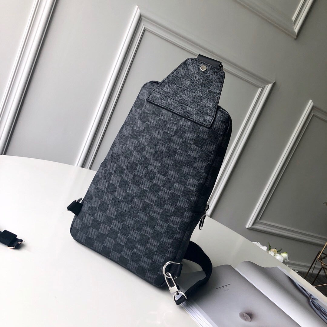 [TOP] Louis Vuitton LV Avenue Damier Ebene Sling Backpack 20x31x10cm- Black