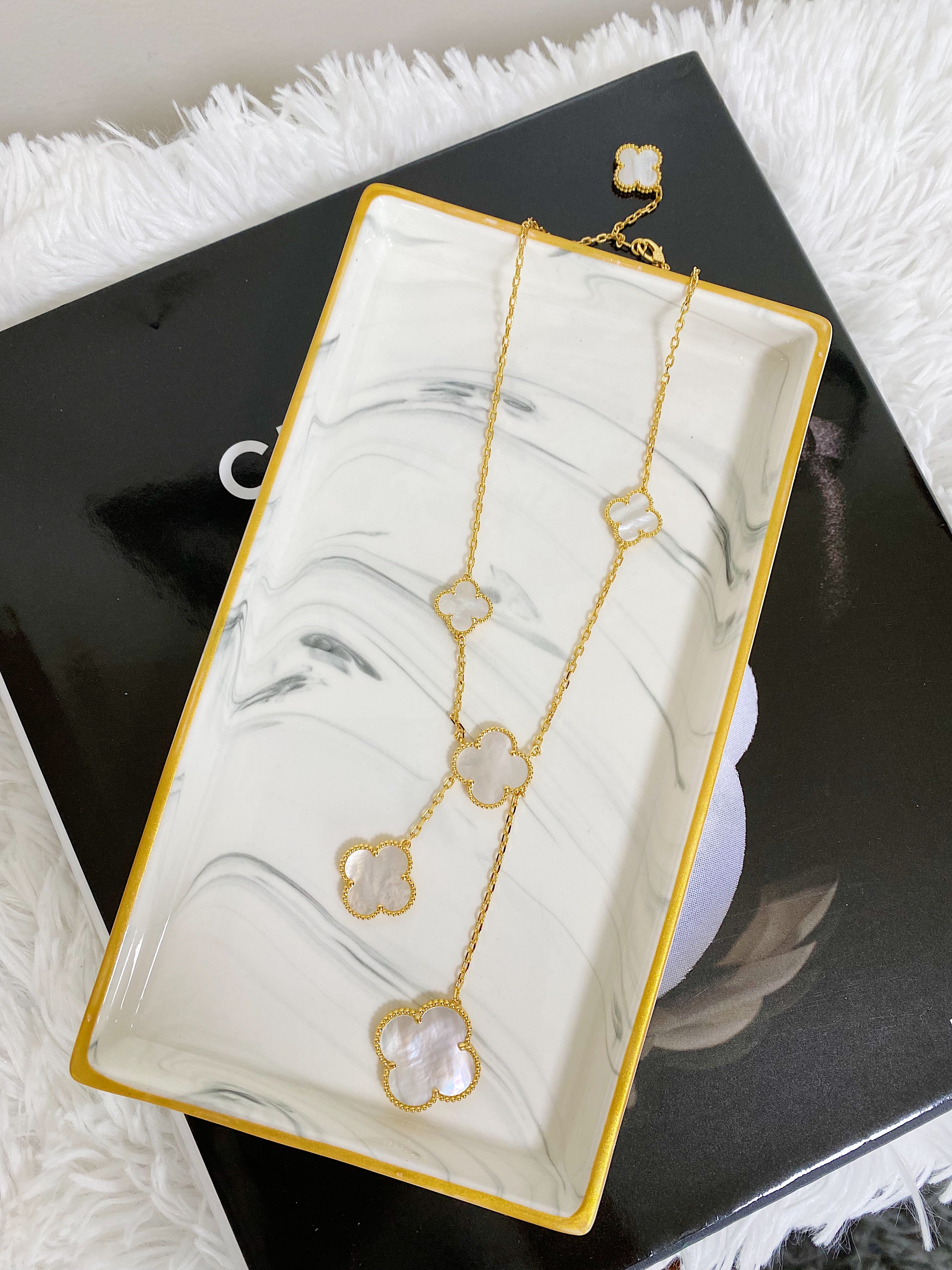 [TOP] Van Cleef & Arpels VCA Magic Alhambra Necklace Multi Sizes Mixed Drops - White Pearl