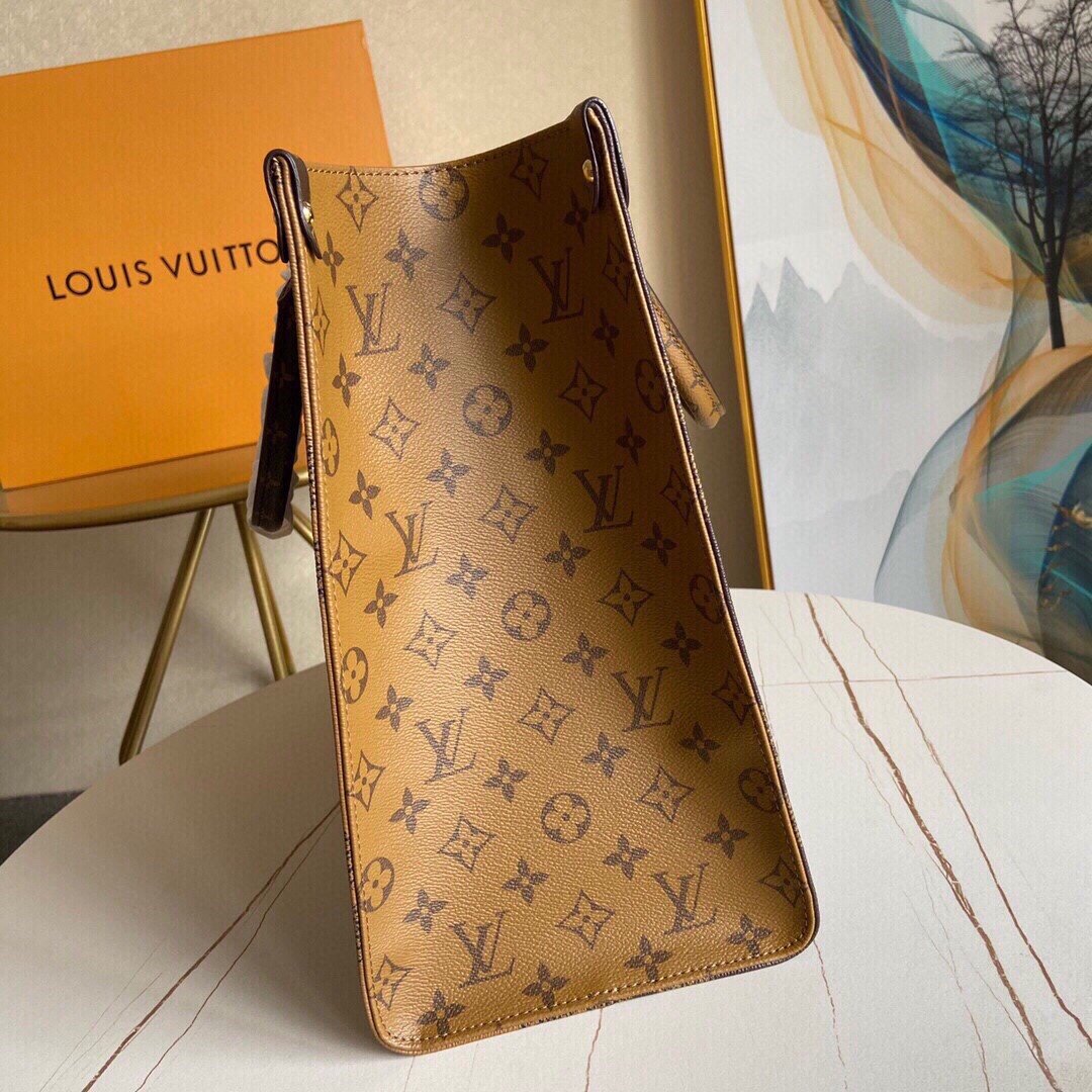 [TOP] Louis Vuitton LV On The Go Reverse Monogram Large Tote 41*34*19cm-Brown