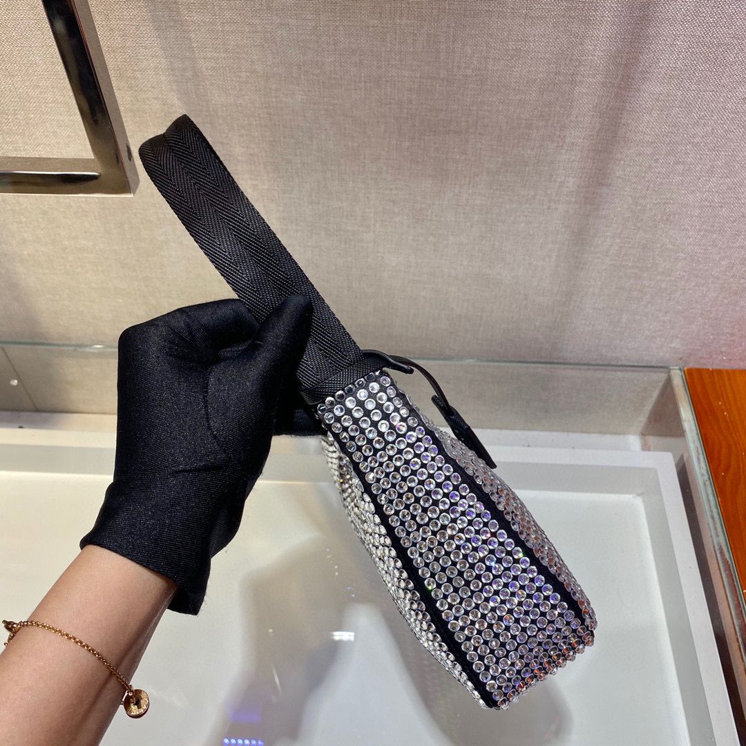 [TOP] PRADA Re-Edition 2000 Bag Bling Bling Hobo Bag  - Black