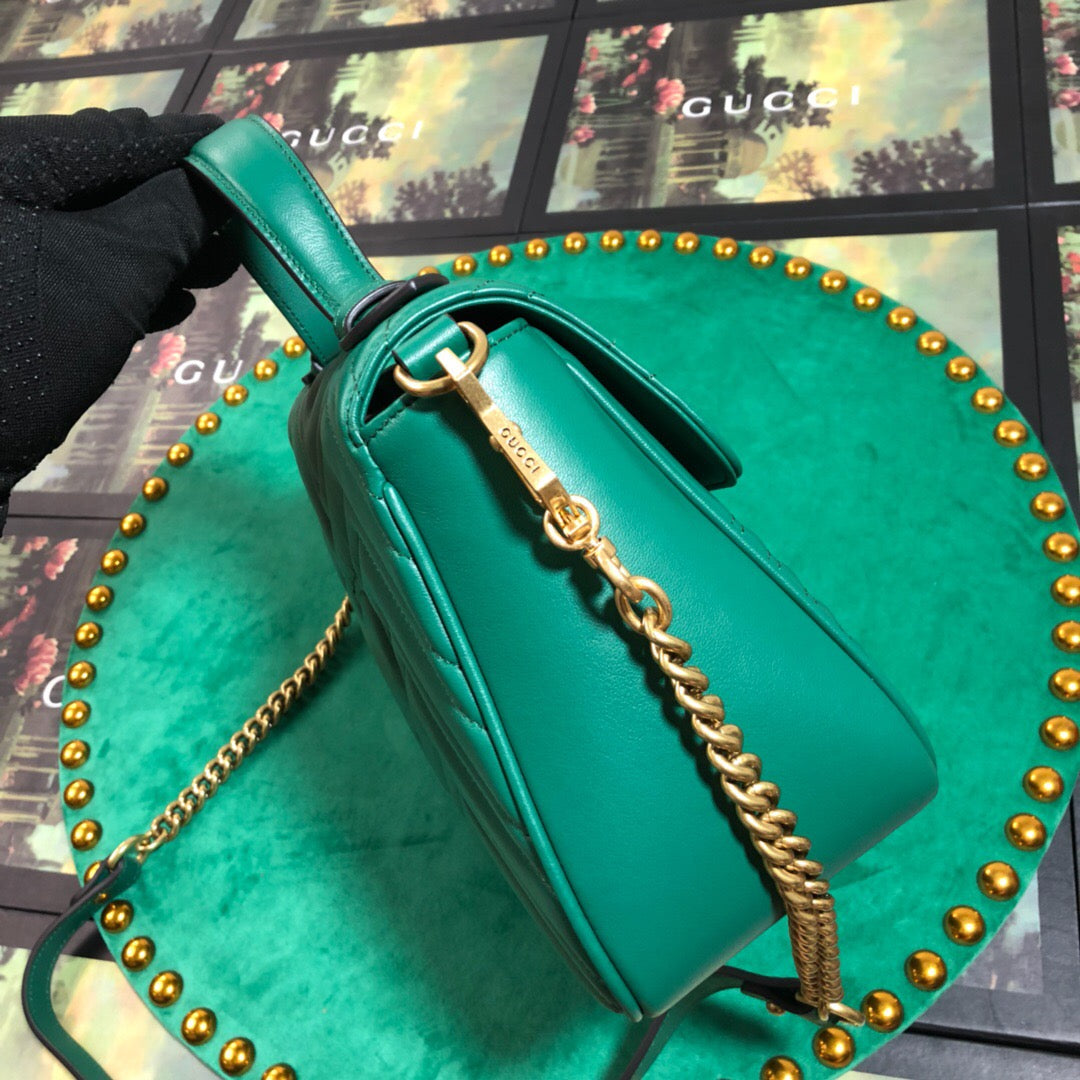[TOP] GUCCI GG Marmont  Bag Top Handle 27*13.5*10 - Green