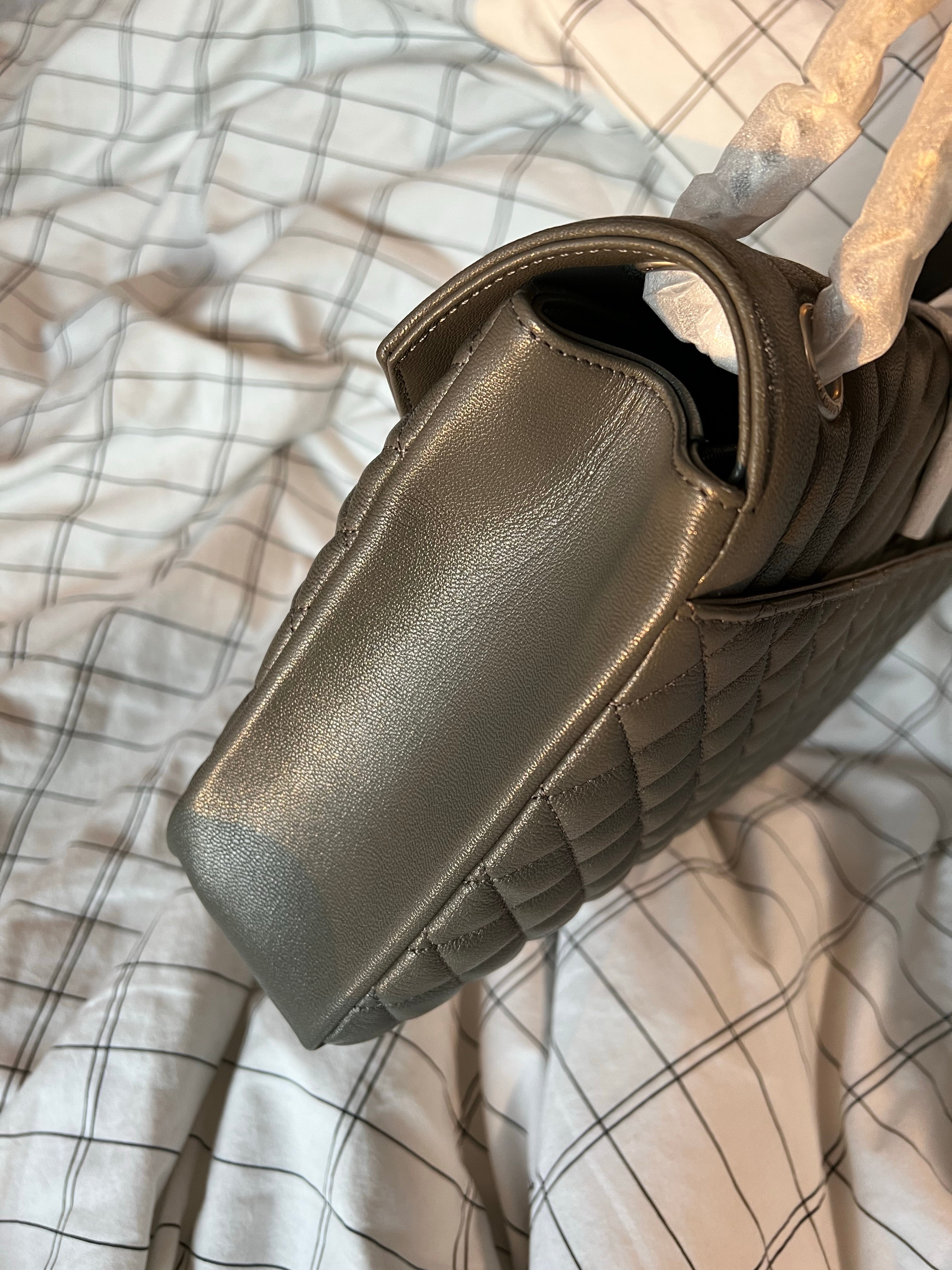 [TOP] Yves Saint Laurent YSL Envelope Medium Bag - Grey w SHW