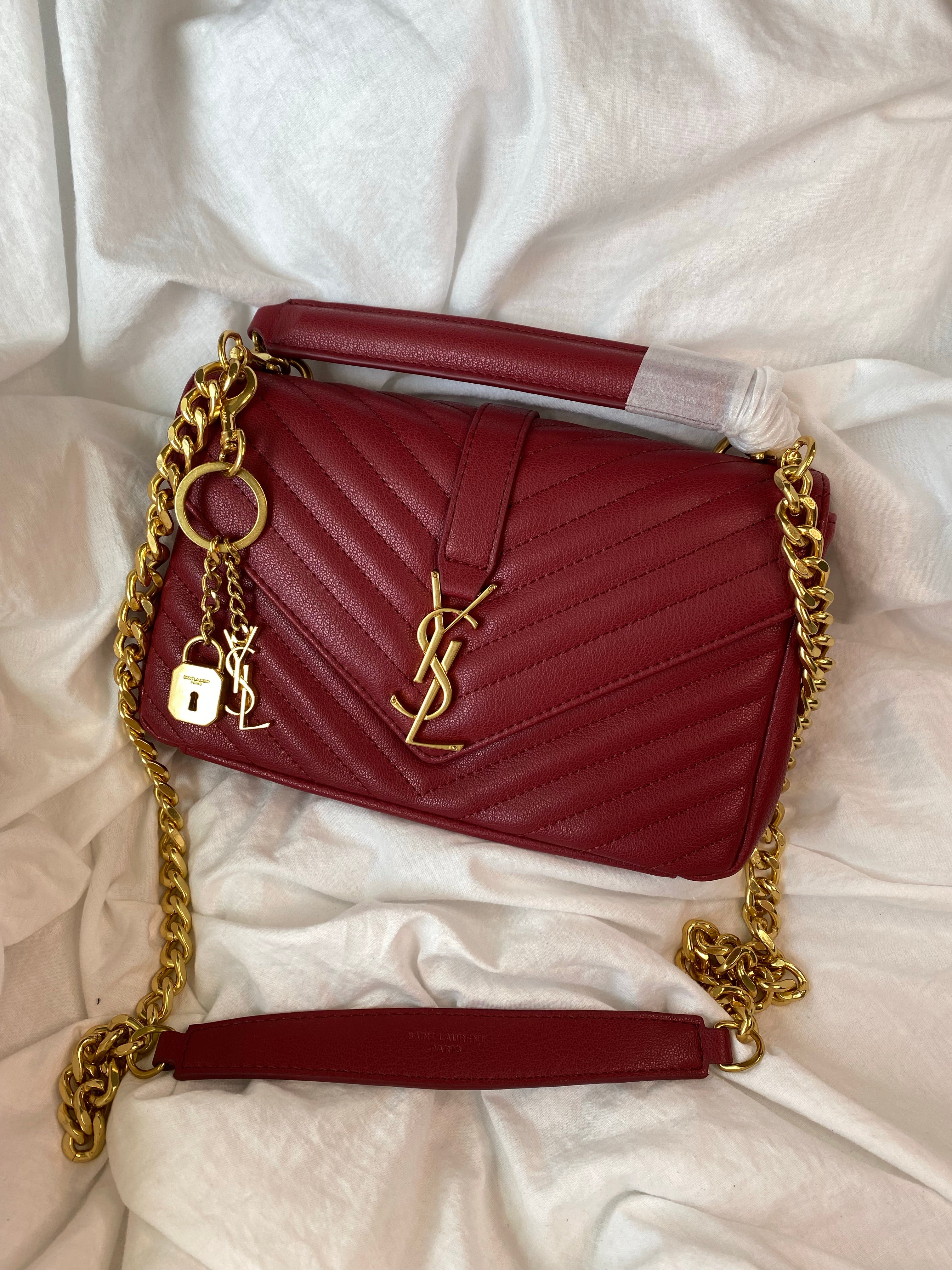 [TOP] Yves Saint Laurent YSL College Medium Bag - Red with GHW