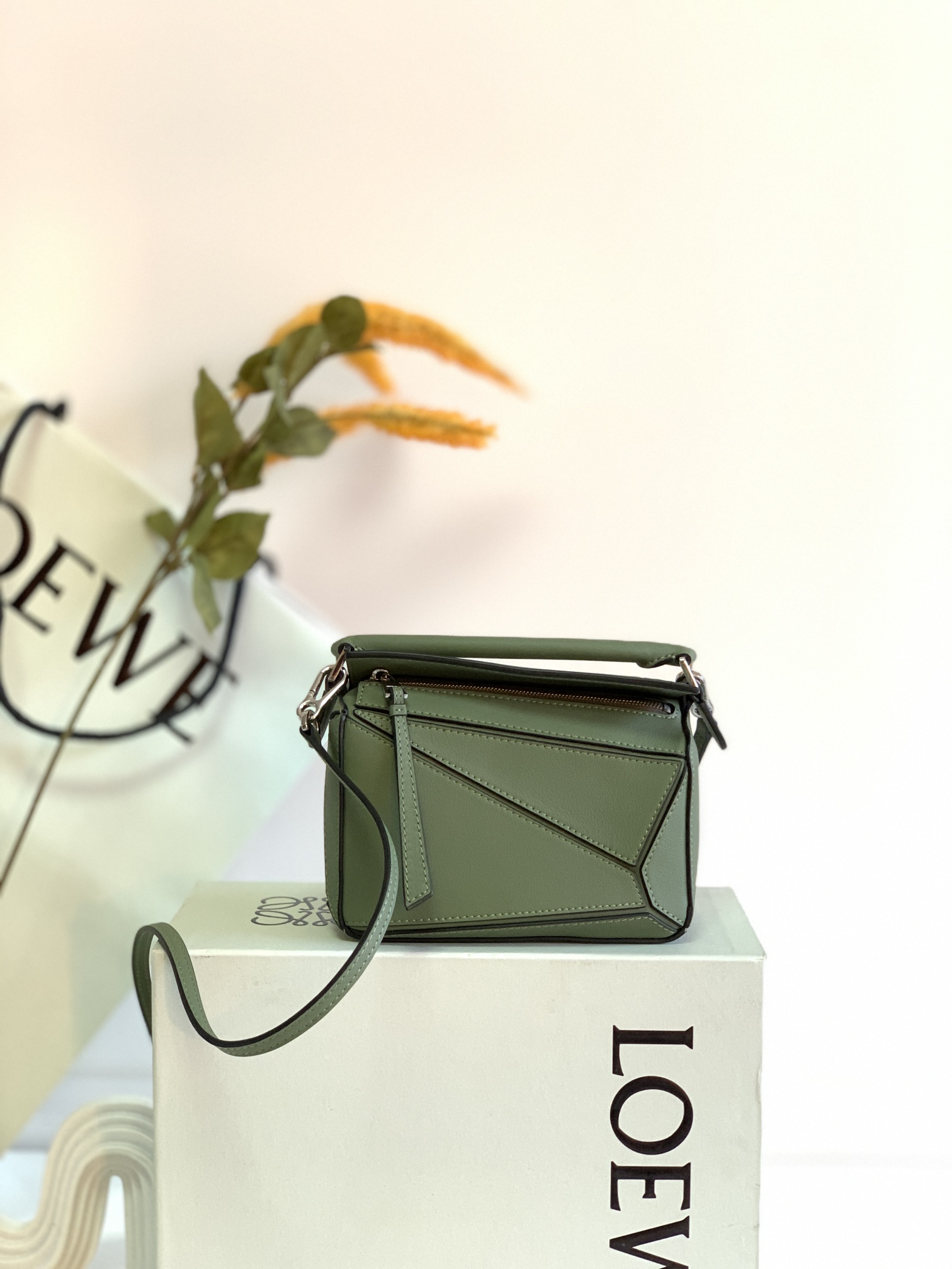[TOP] LOEWE Puzzle Bag 18*12.5*8cm/24*16.5*10.5cm - Green