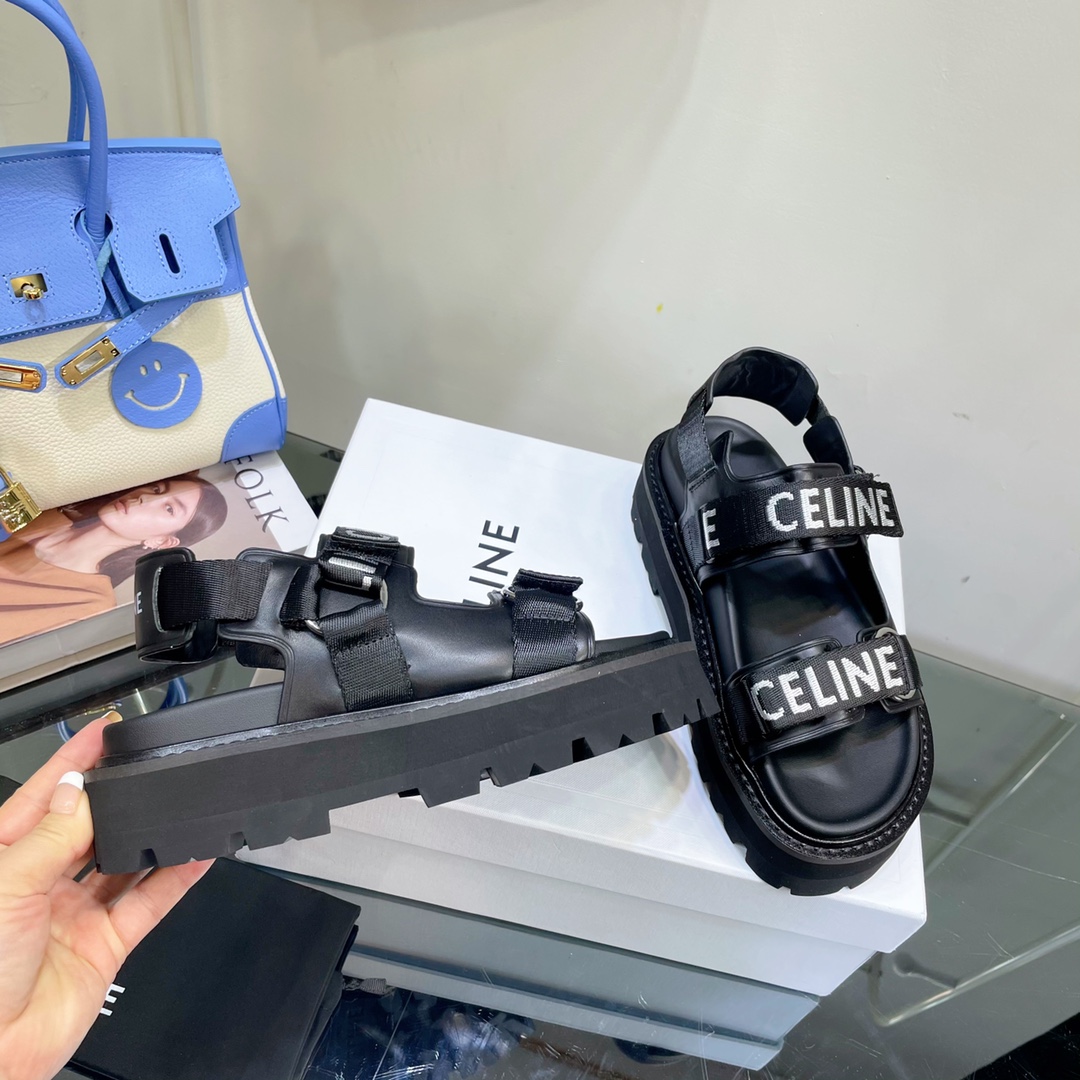 [TOP] CELINE Sandals - Black - Cline