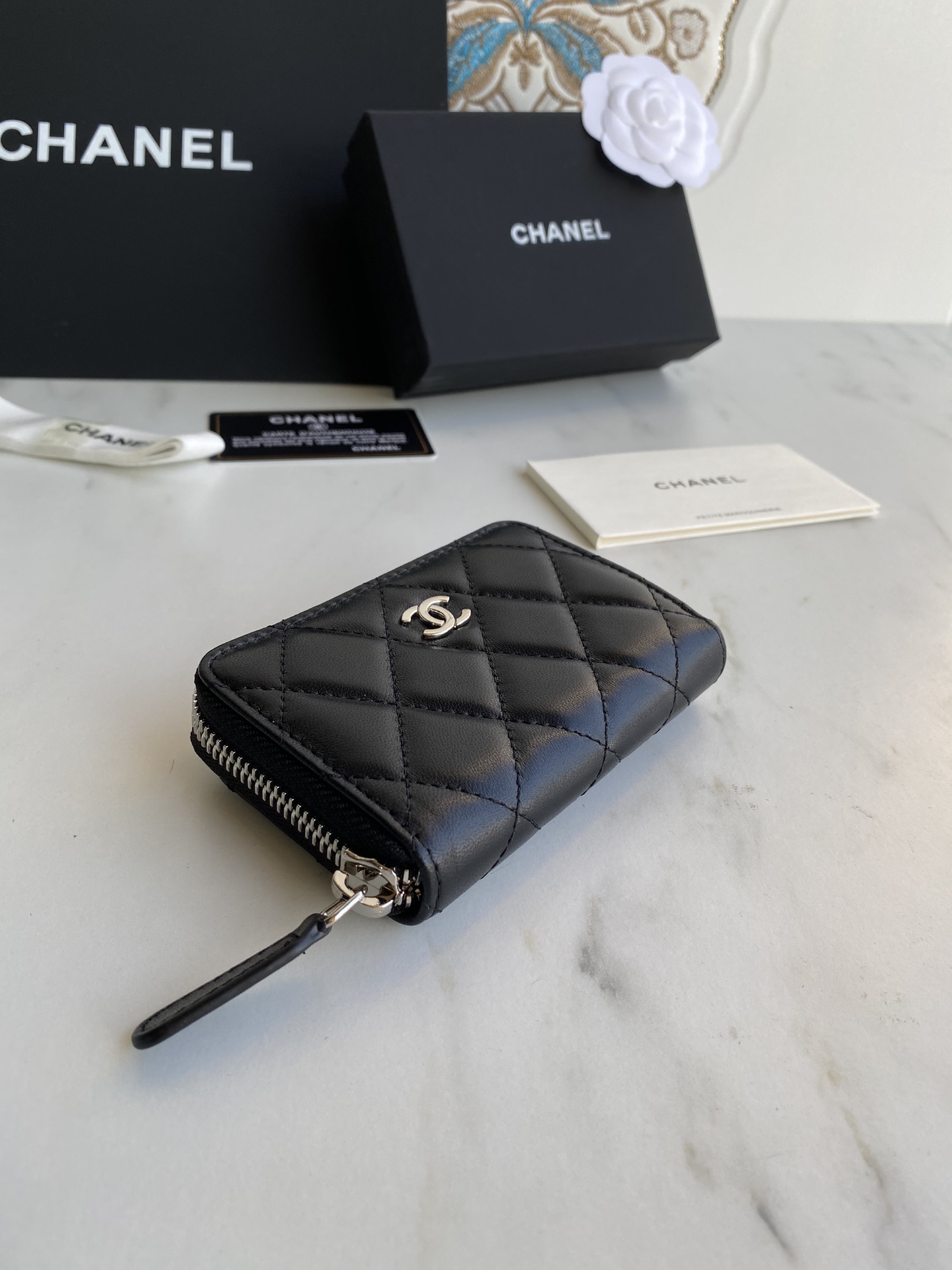[TOP] CHANEL Zipper Flap Wallet - GHW&SHW - Black