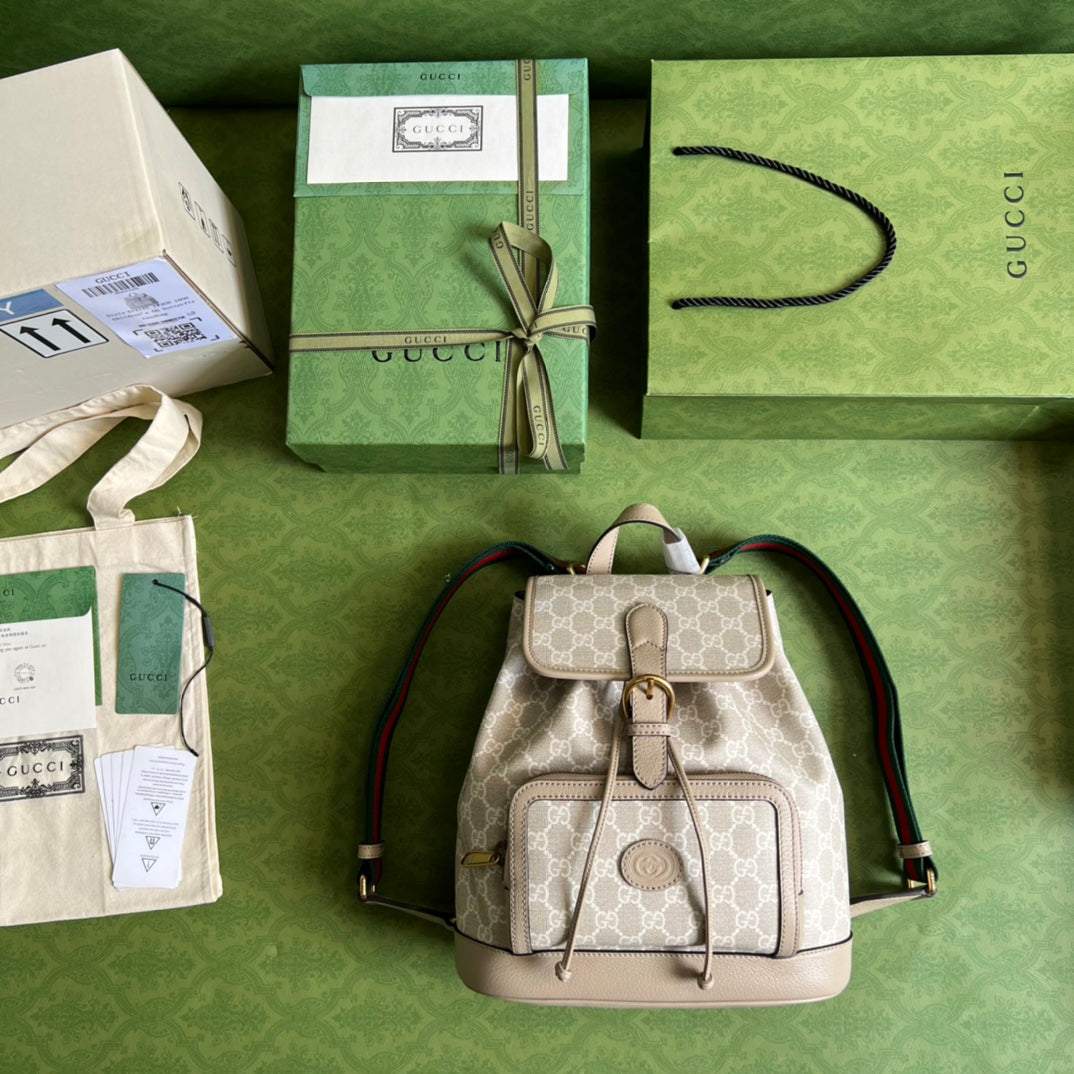 [TOP] GUCCI G*G Interlocking G Backpack - Cream