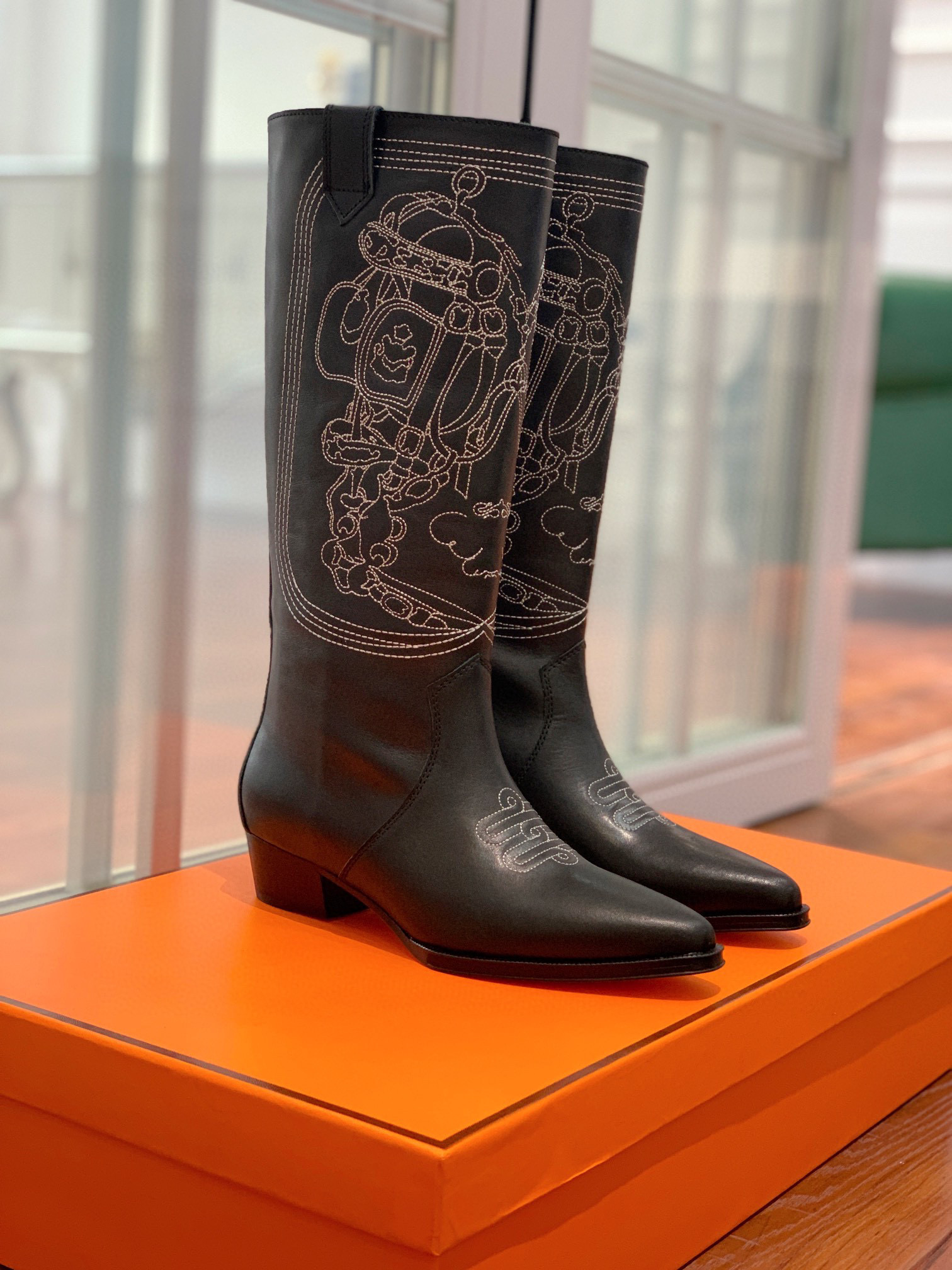 [TOP] HERMES Cow Boy Boots - Brown/Black/Black Suede